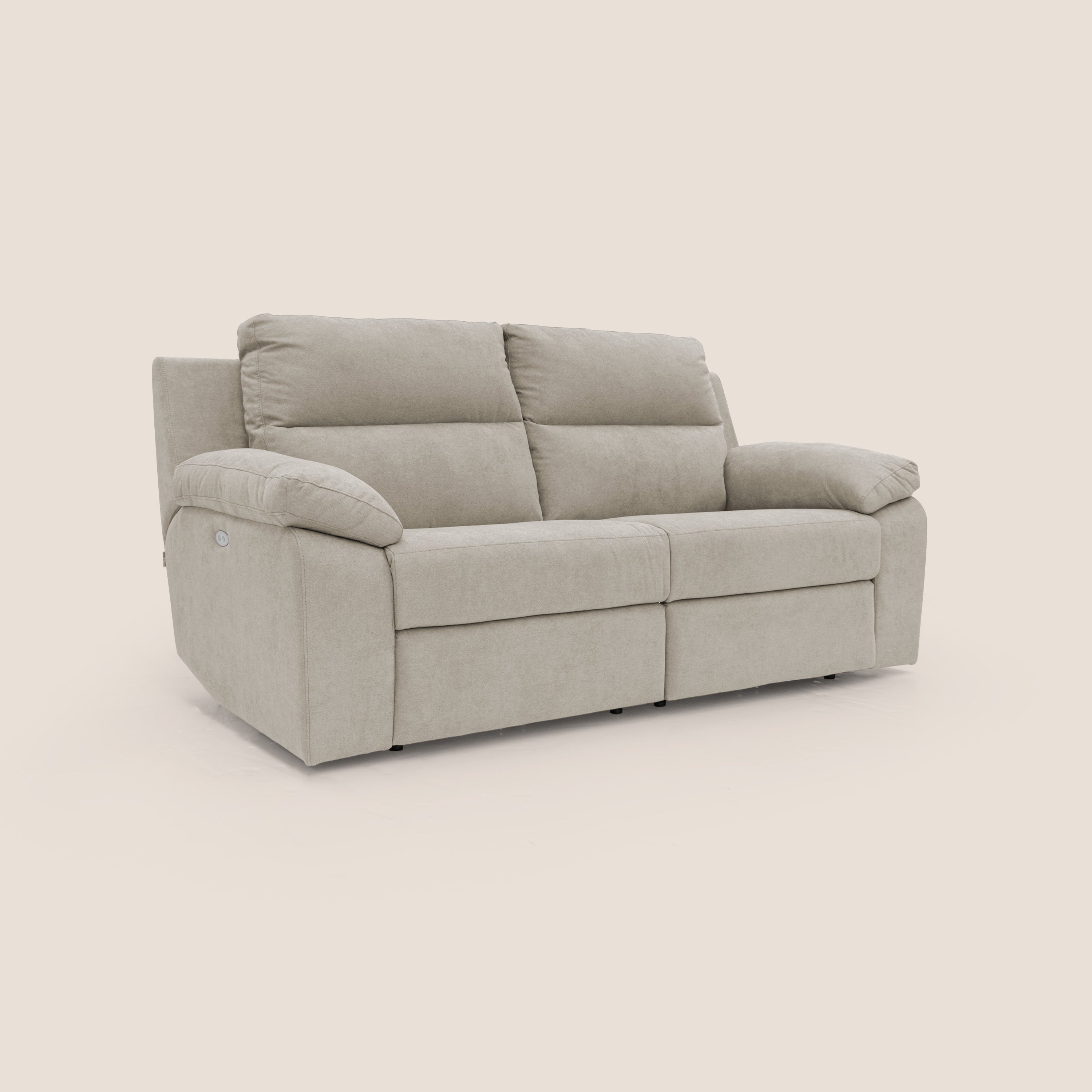 Romeo Divano relax con recliner elettrico in morbido tessuto impermeabile T02 panna - divitt.sbs