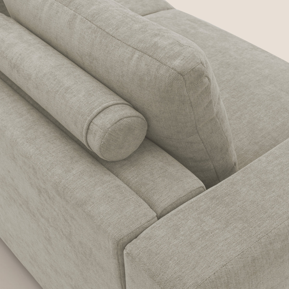 Freia Divano letto minimal materasso h15 cm con morbidi schienali in tessuto impermeabile T14 panna - divitt.sbs