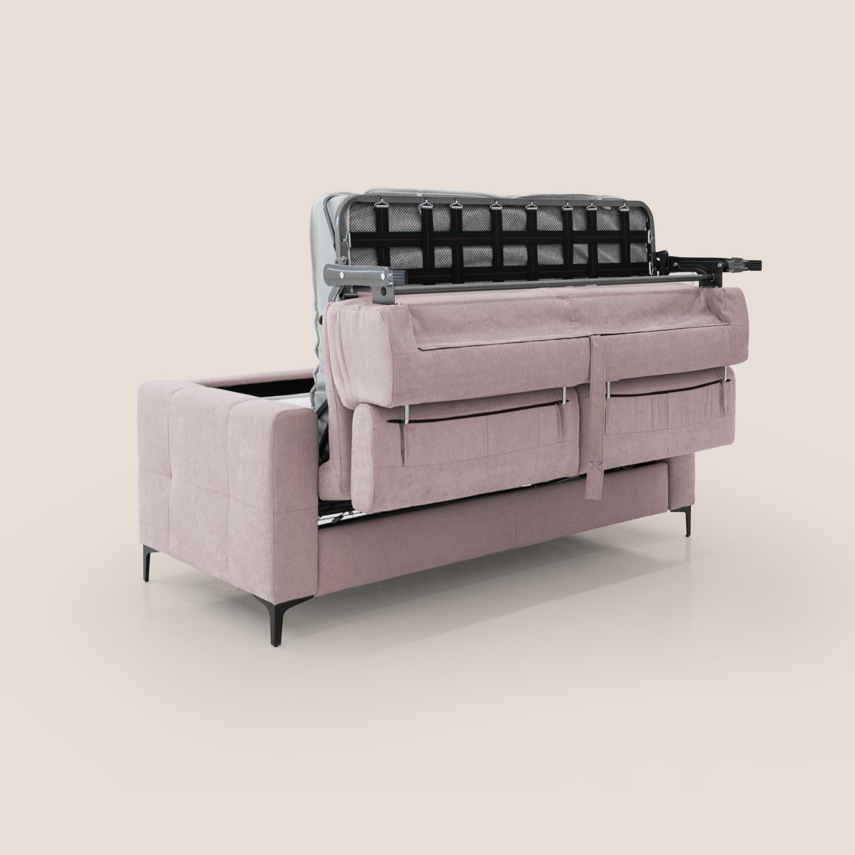 Gardenia divano letto materasso alto 18 cm con poggiatesta reclinabili e rivestimento impermeabile T02 rosa - divitt.sbs