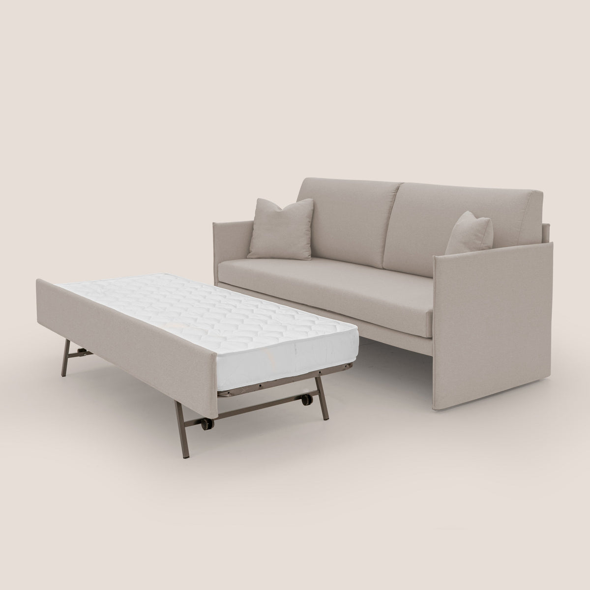 Tortona Divano duplex con doppio letto in tessuto simil cotone impermeabile T13 panna - divitt.sbs