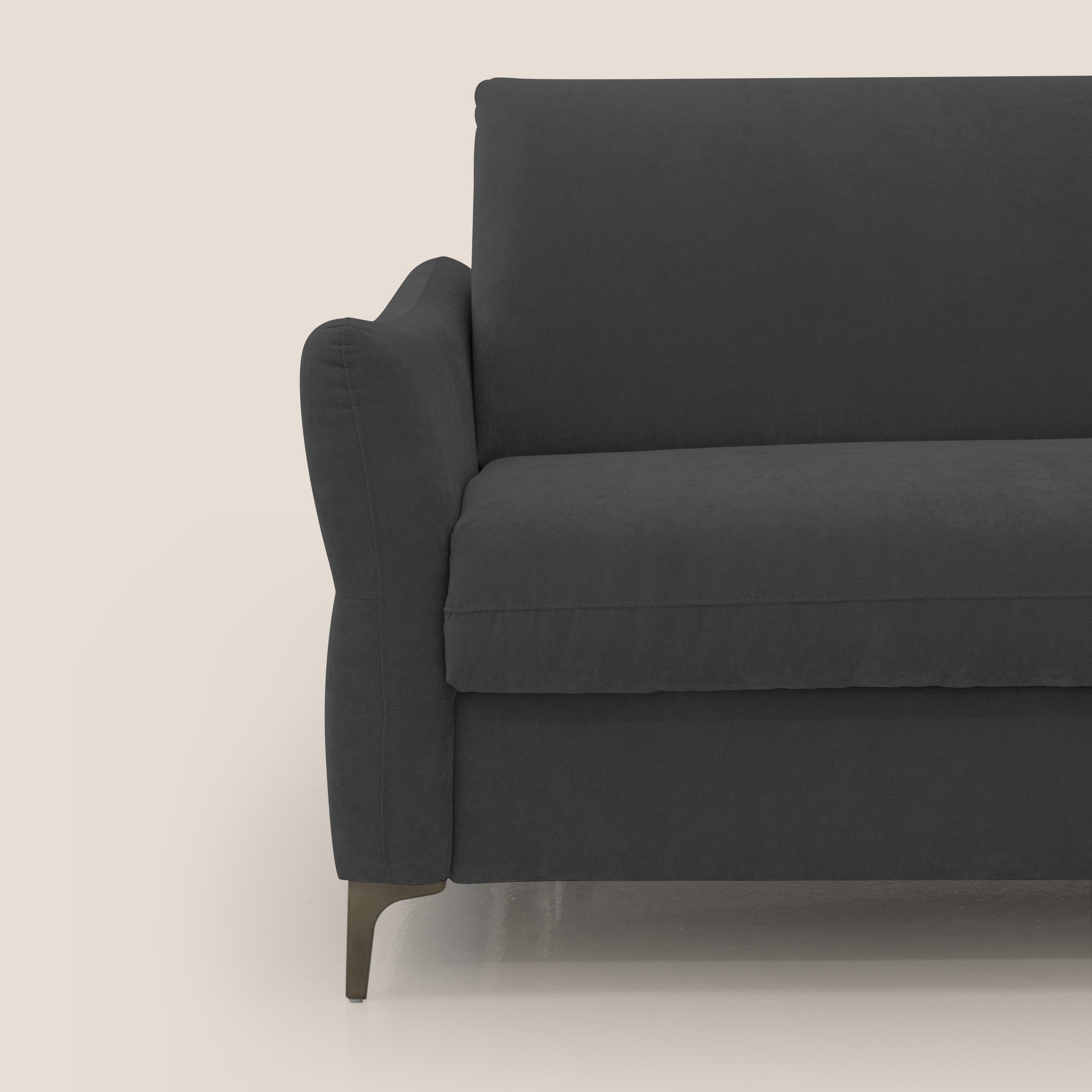 Dalia divano letto con materasso H18 cm e piedi alti in raffinato tessuto smacchiabile T17 nero - divitt.sbs