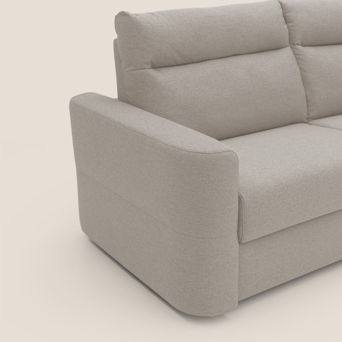 Cupido Divano letto materasso H18 cm e schienale alto in tessuto impermeabile simil cotone T13 panna - divitt.sbs