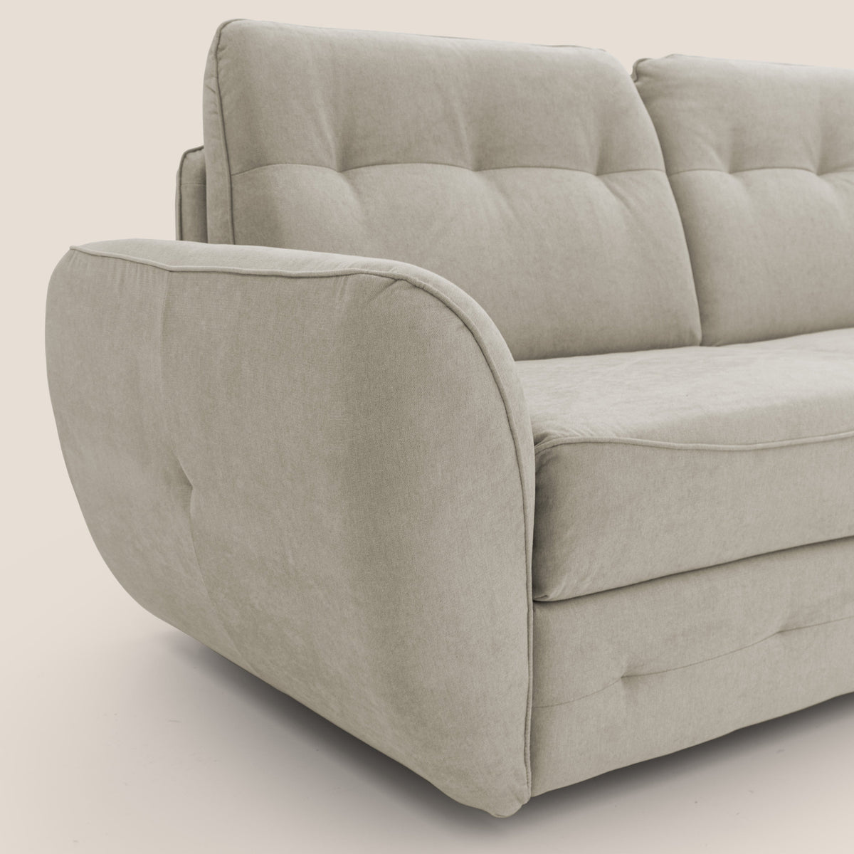 Zeus Divano letto scandinavo con schienale alto in tessuto impermeabile T02 panna - divitt.sbs