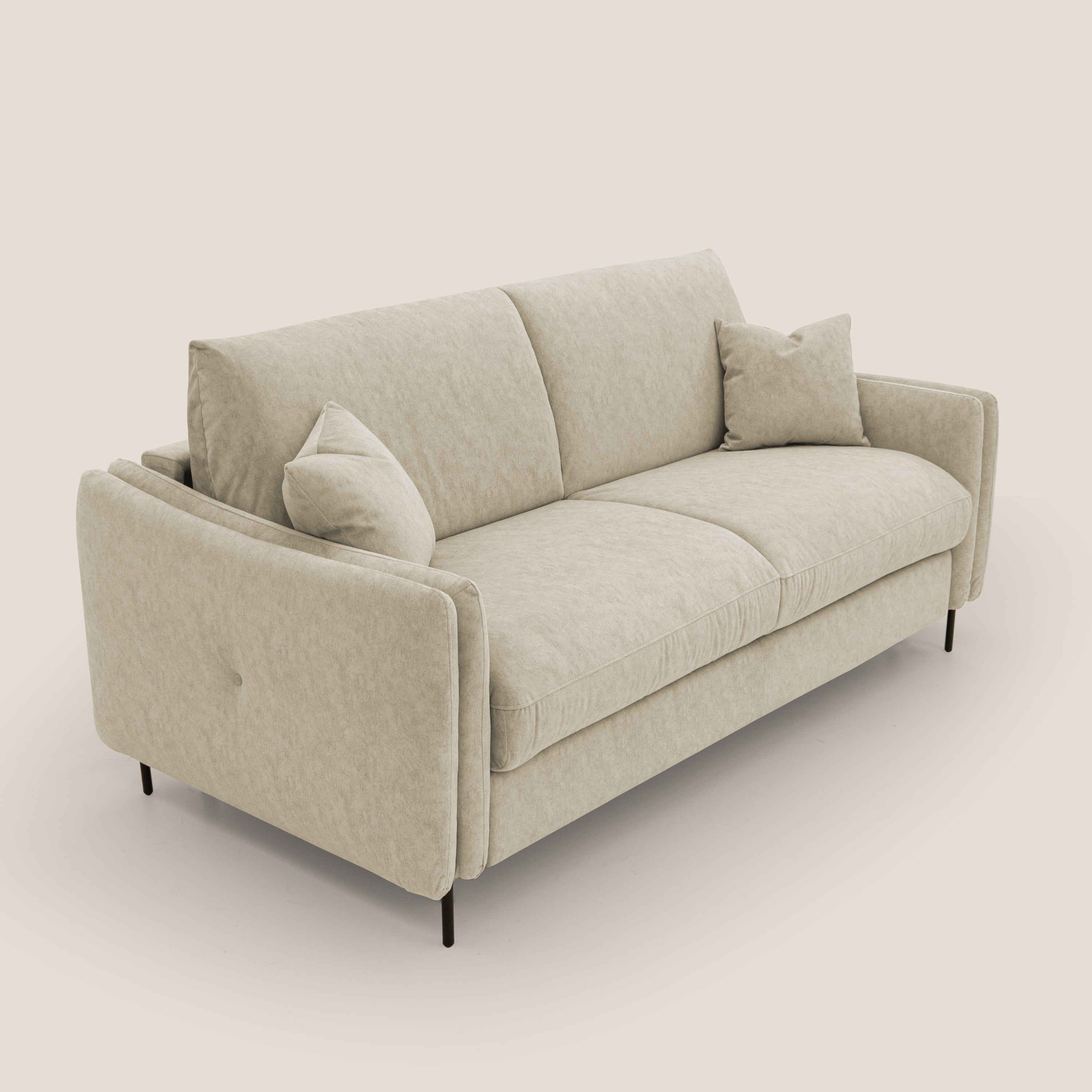 Gregory Divano letto con materasso h18 cm in microfibra effetto velluto impermeabile T09 beige - divitt.sbs