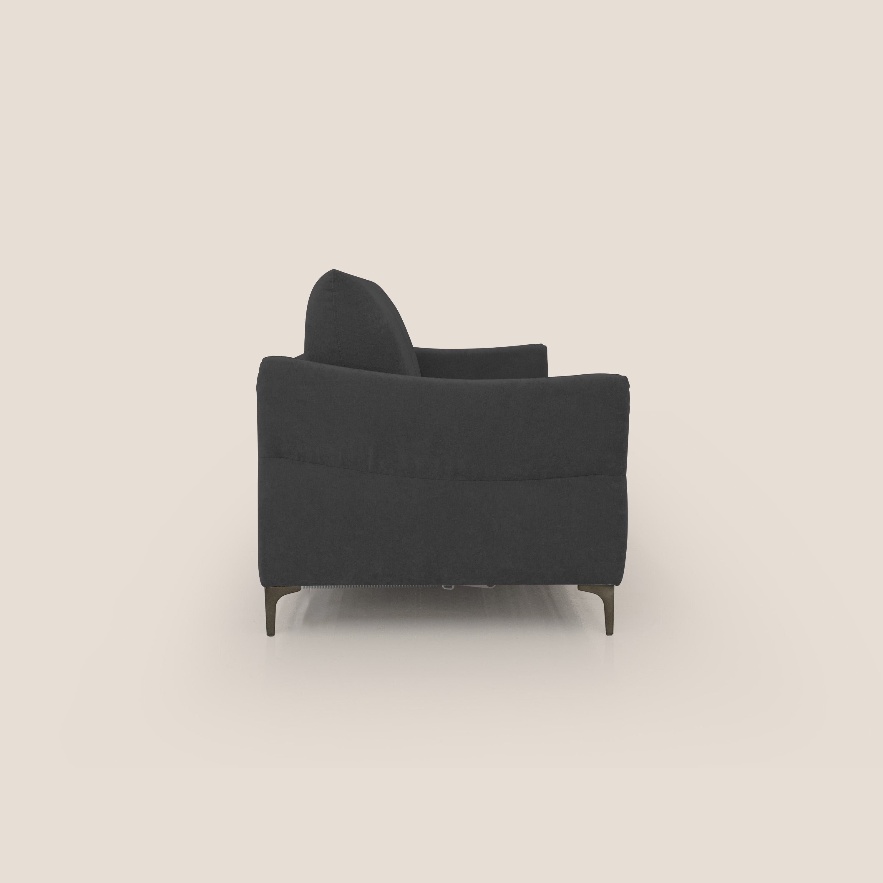 Dalia divano letto con materasso H18 cm e piedi alti in raffinato tessuto smacchiabile T17 nero - divitt.sbs