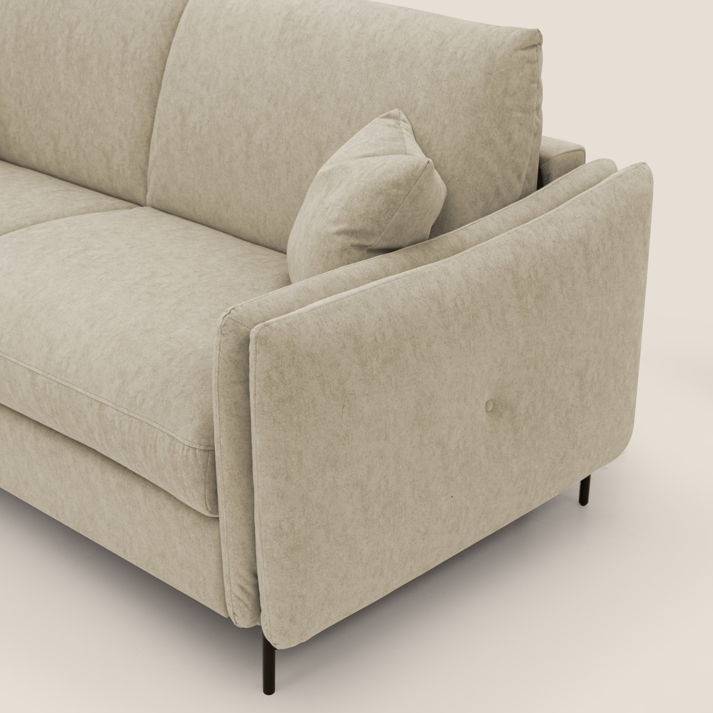 Gregory Divano letto con materasso h18 cm in microfibra effetto velluto impermeabile T09 beige - divitt.sbs