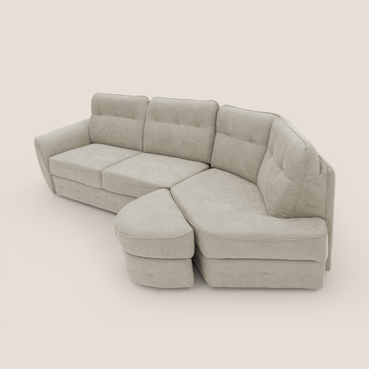 Zeus divano letto angolare con materasso H18 cm pouf mobile in tessuto impermeabile T02 - divitt.sbs