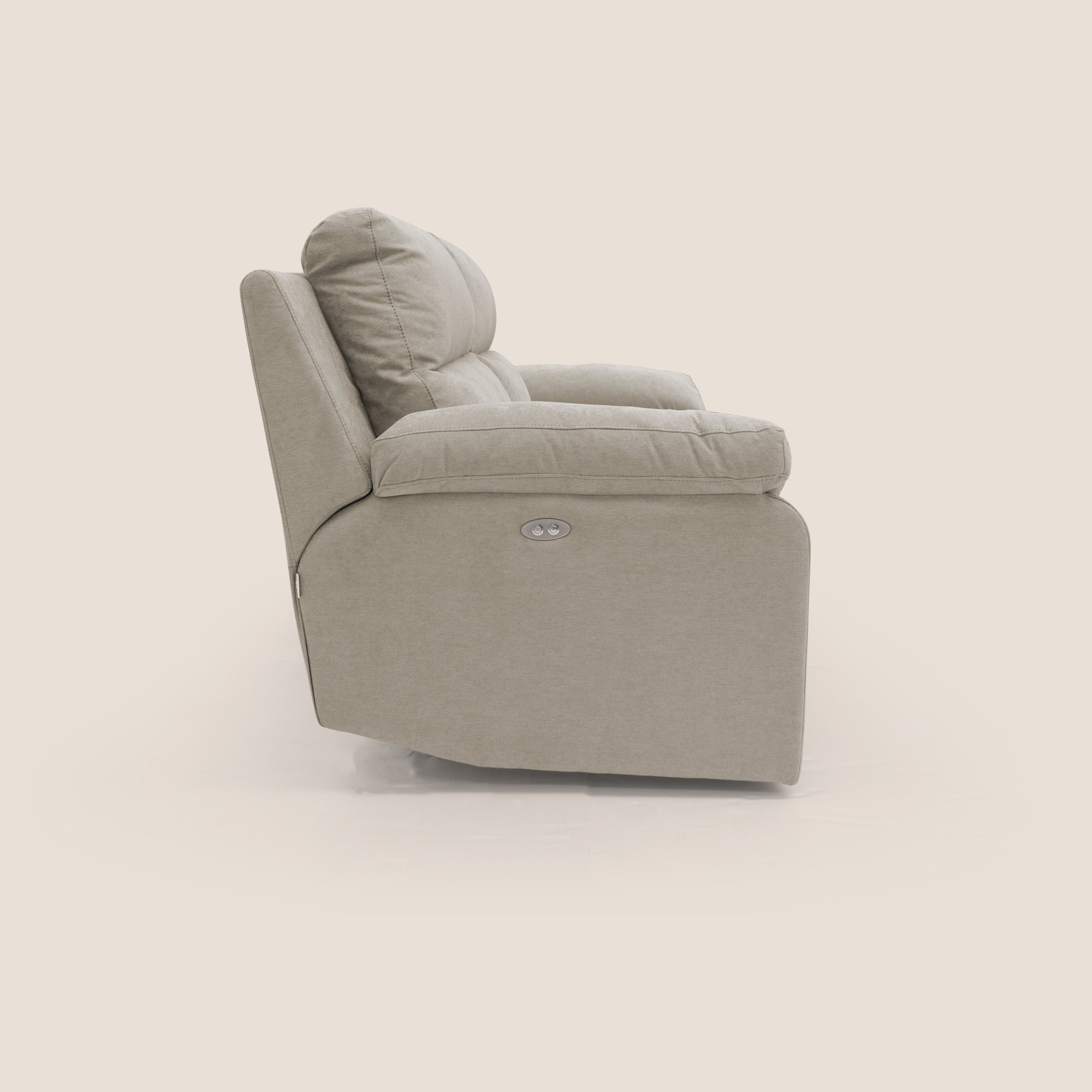Romeo Divano relax con recliner elettrico in morbido tessuto impermeabile T02 panna - divitt.sbs