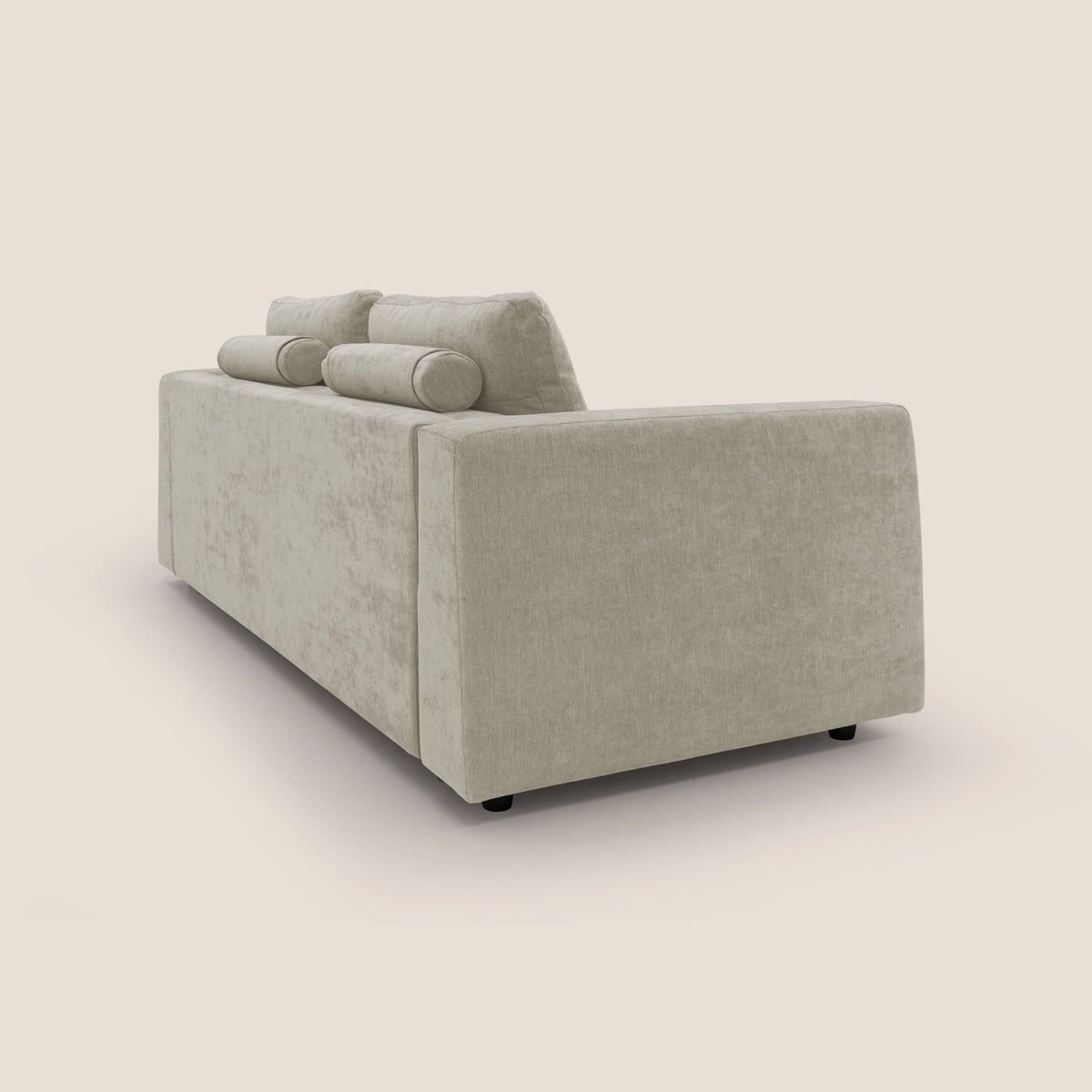 Freia Divano letto minimal materasso h15 cm con morbidi schienali in tessuto impermeabile T14 panna - divitt.sbs