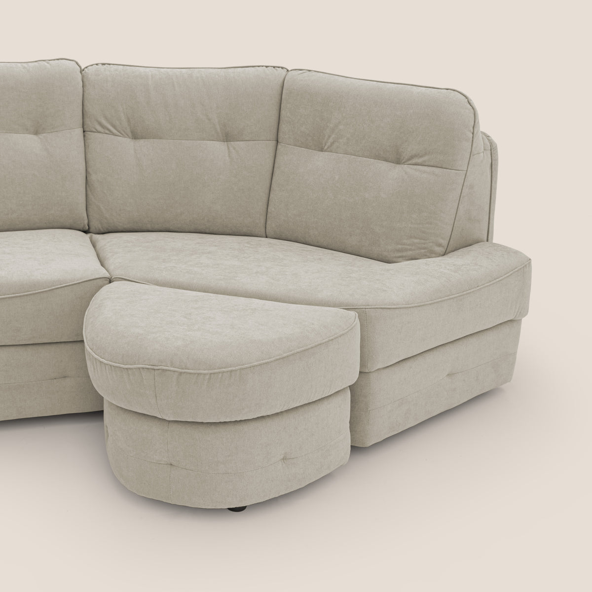 Zeus divano letto angolare con materasso H18 cm pouf mobile in tessuto impermeabile T02 - divitt.sbs