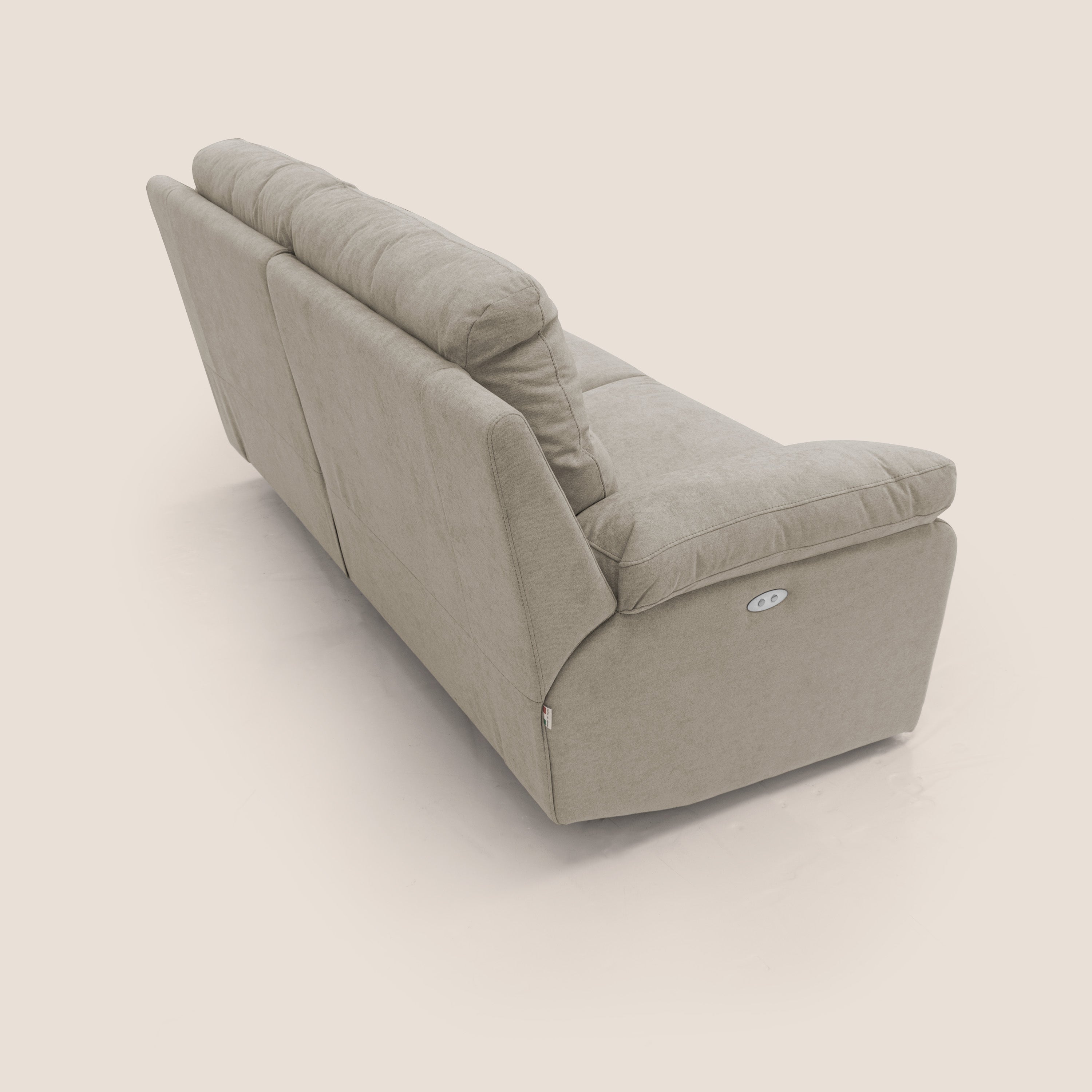 Romeo Divano relax con recliner elettrico in morbido tessuto impermeabile T02 panna - divitt.sbs