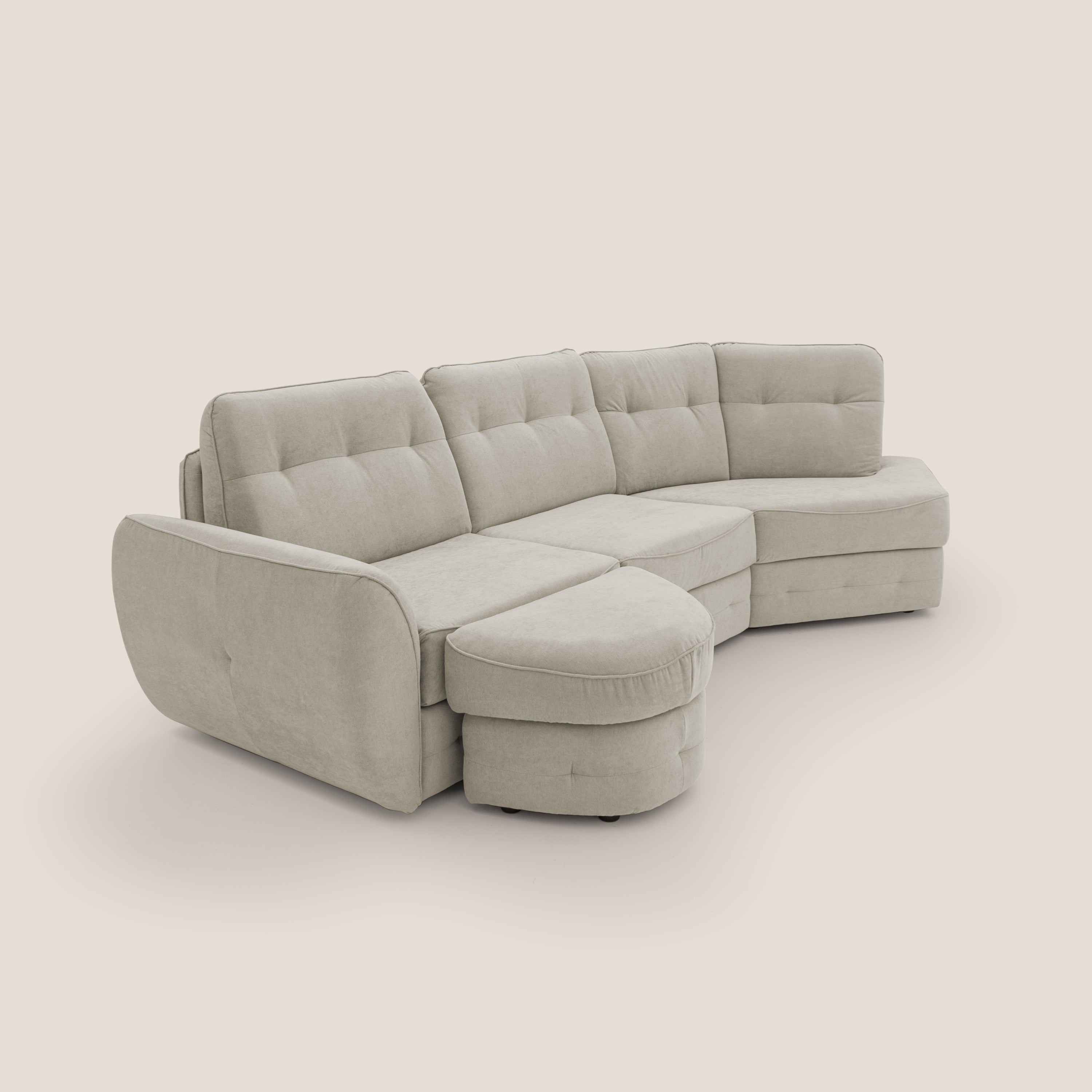 Zeus divano letto angolare con materasso H18 cm pouf mobile in tessuto impermeabile T02 - divitt.sbs