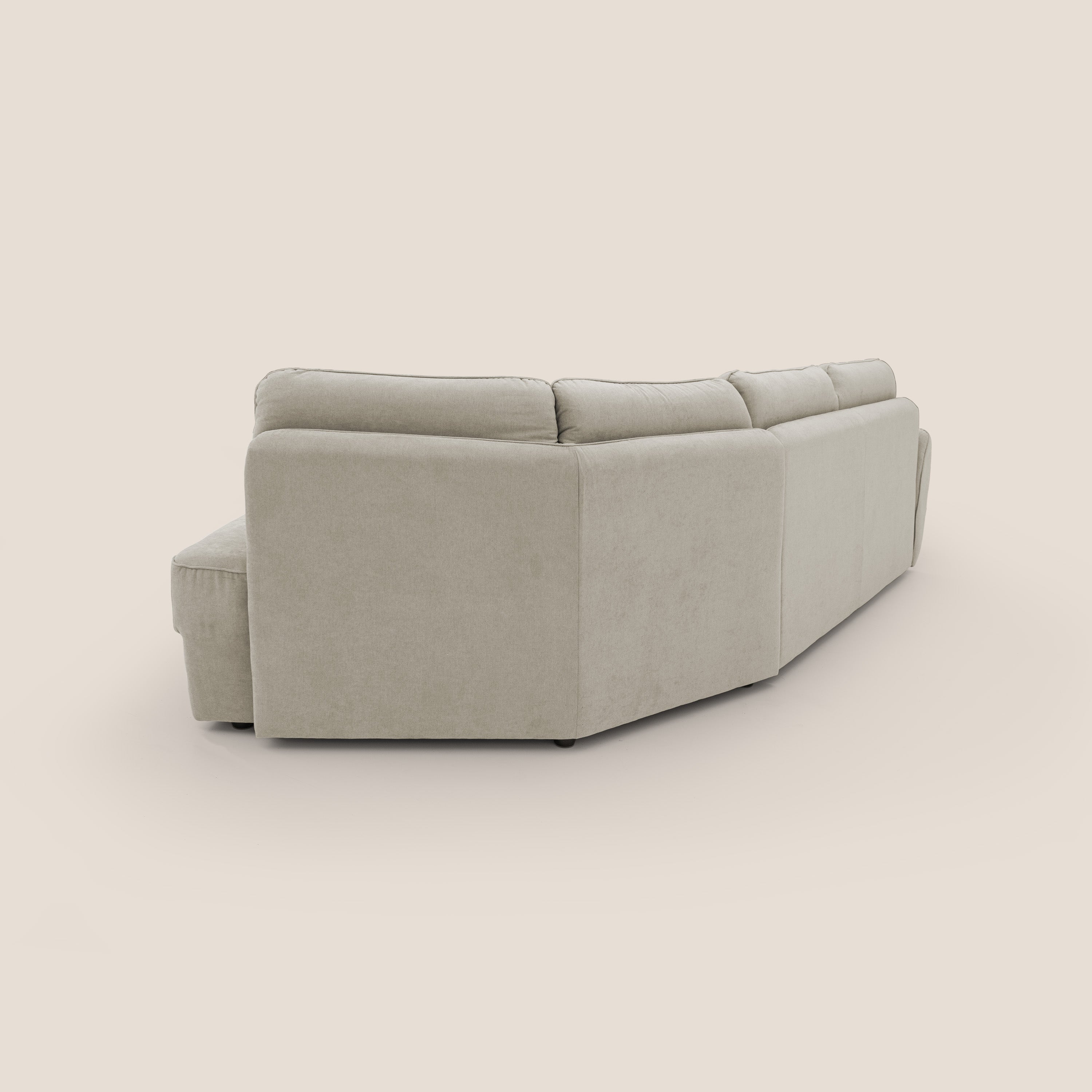 Zeus divano letto angolare con materasso H18 cm pouf mobile in tessuto impermeabile T02 - divitt.sbs