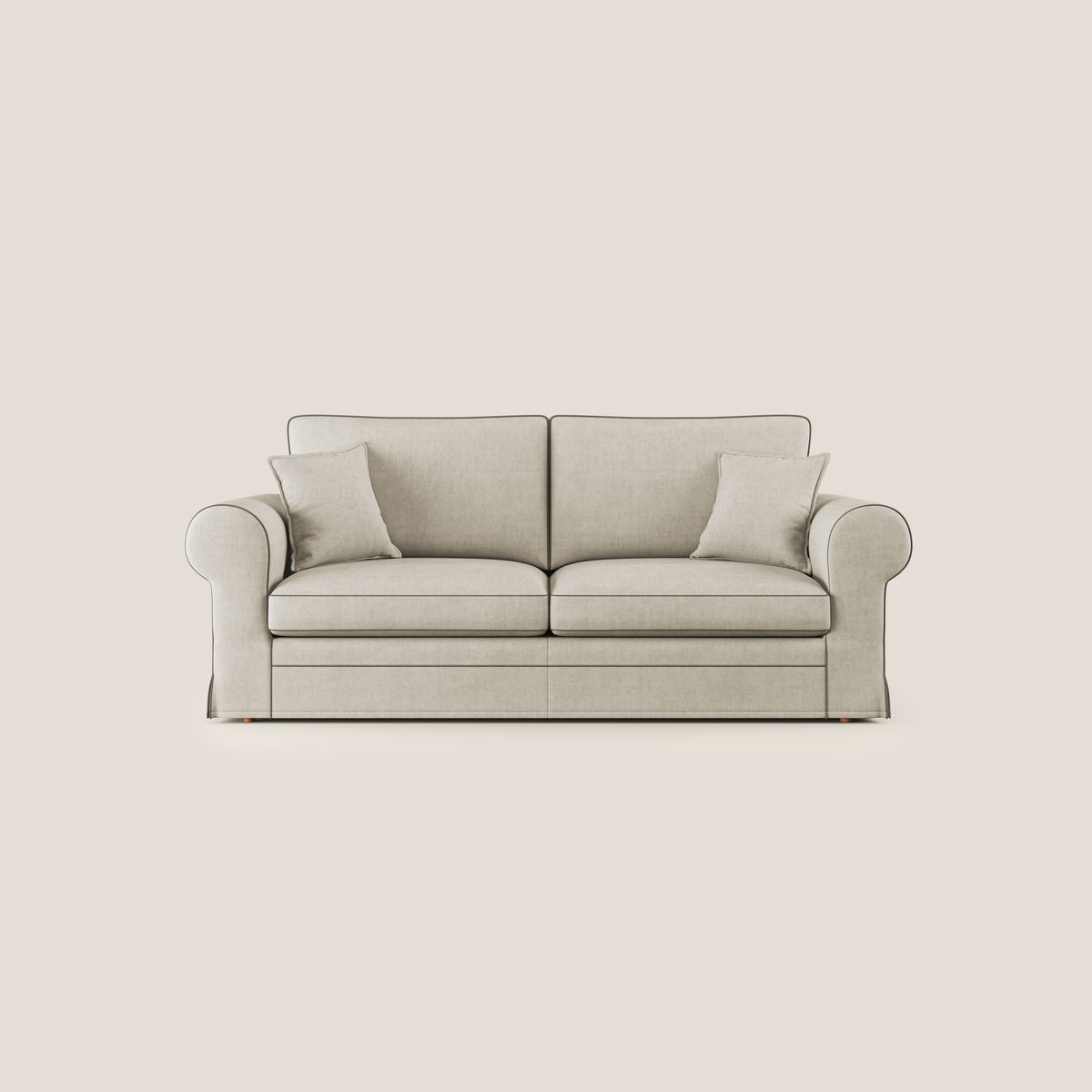 Lady divano classico bicolore in piuma d'oca realizzato con tessuto impermeabile T02 panna - marrone - divitt.sbs