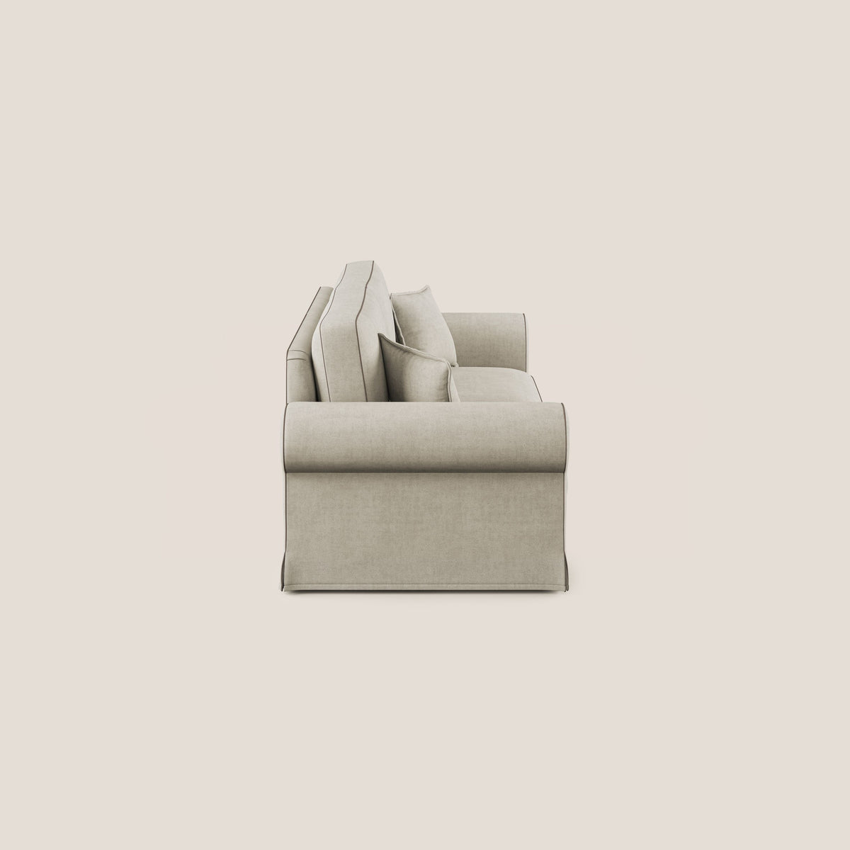 Lady divano classico bicolore in piuma d'oca realizzato con tessuto impermeabile T02 panna - marrone - divitt.sbs