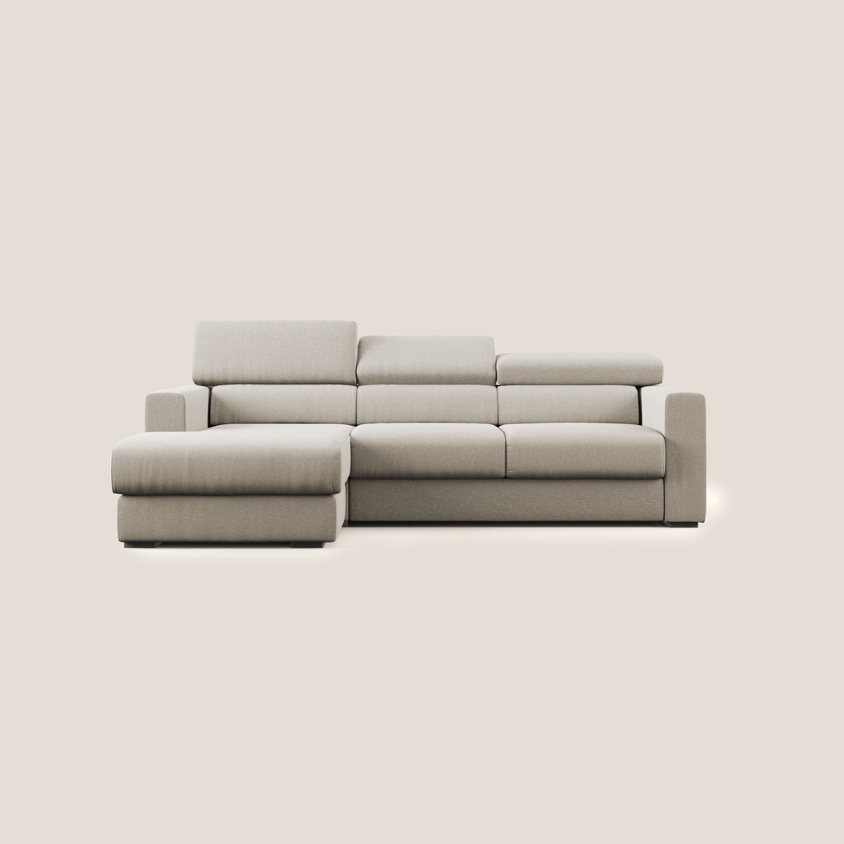 Dylan divano angolare con pouf estraibile poggiapiedi in tessuto simil cotone impermeabile T13 panna - divitt.sbs