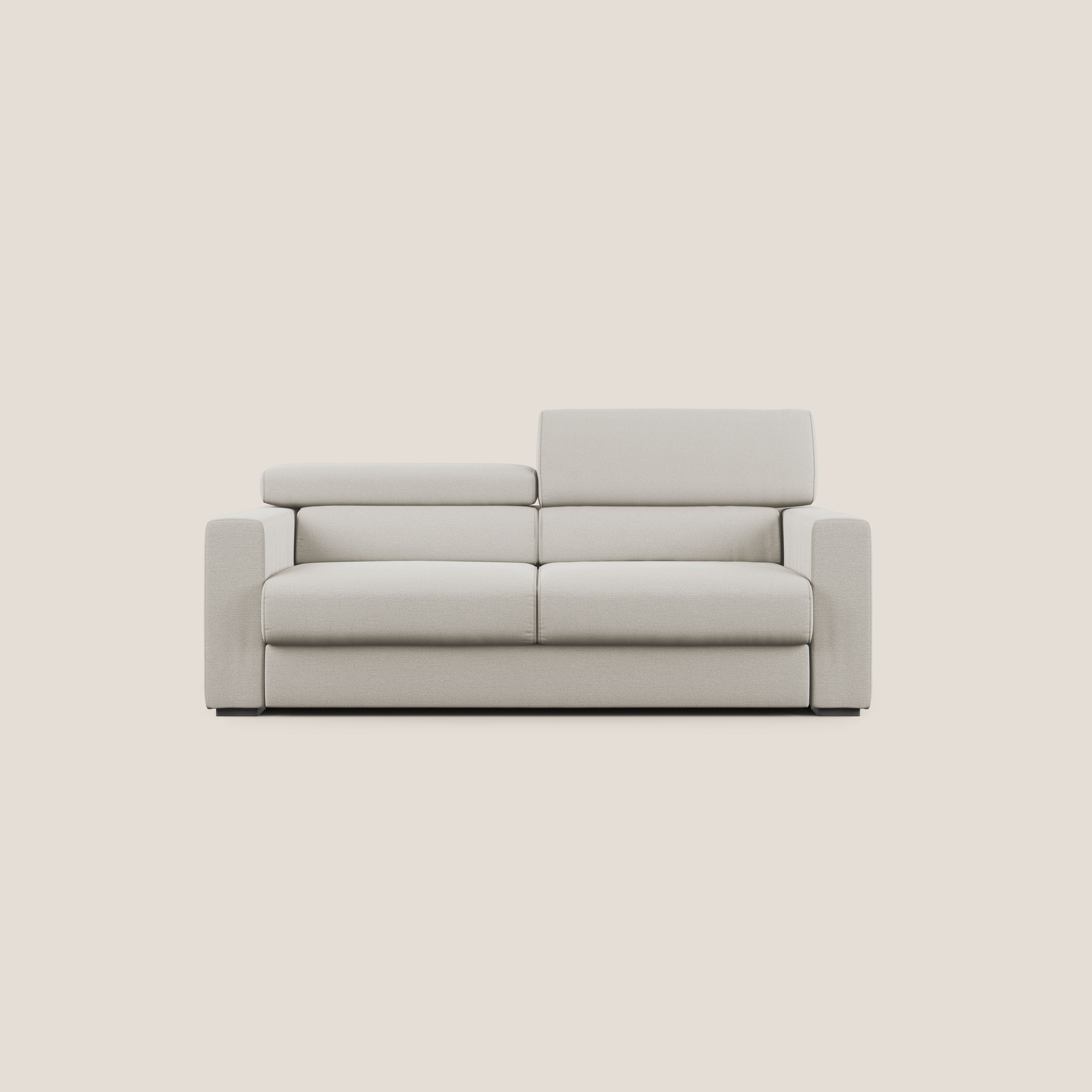 Dylan divano allungabile con pouf estraibile poggiapiedi in tessuto fiammato simil cotone impermeabile T19 panna - divitt.sbs