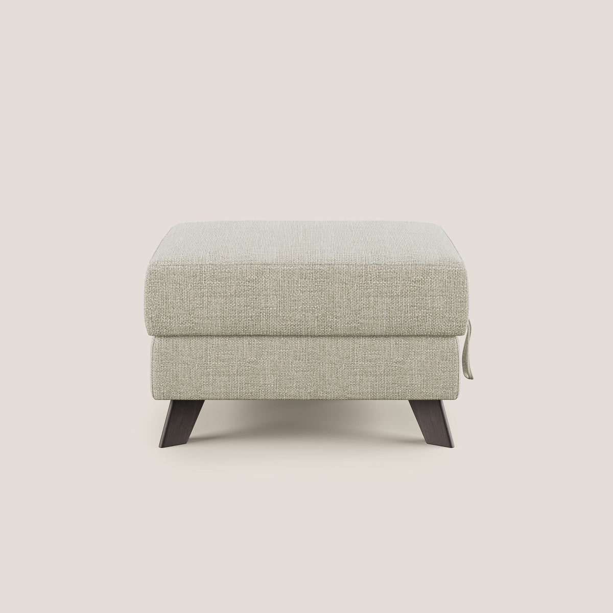 Moon Pouf contenitore e piedini alti in tessuto morbido ad intreccio soft-touch impermeabile T06 panna - divitt.sbs