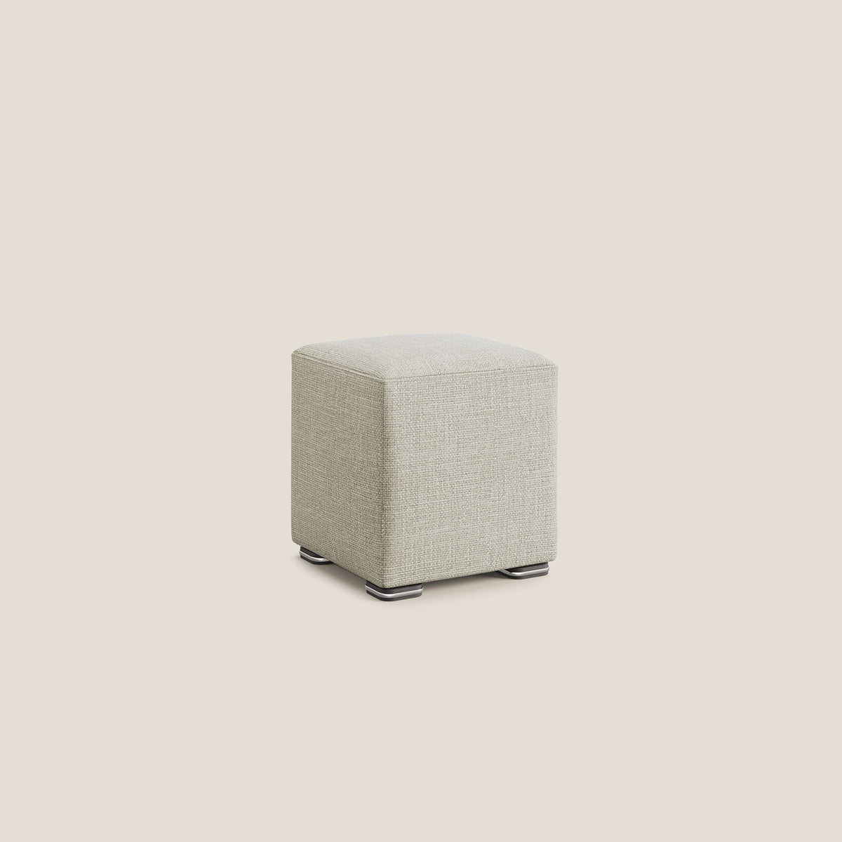 Cube pouf in morbido tessuto impermeabile ad intreccio melangiato T06 panna - divitt.sbs