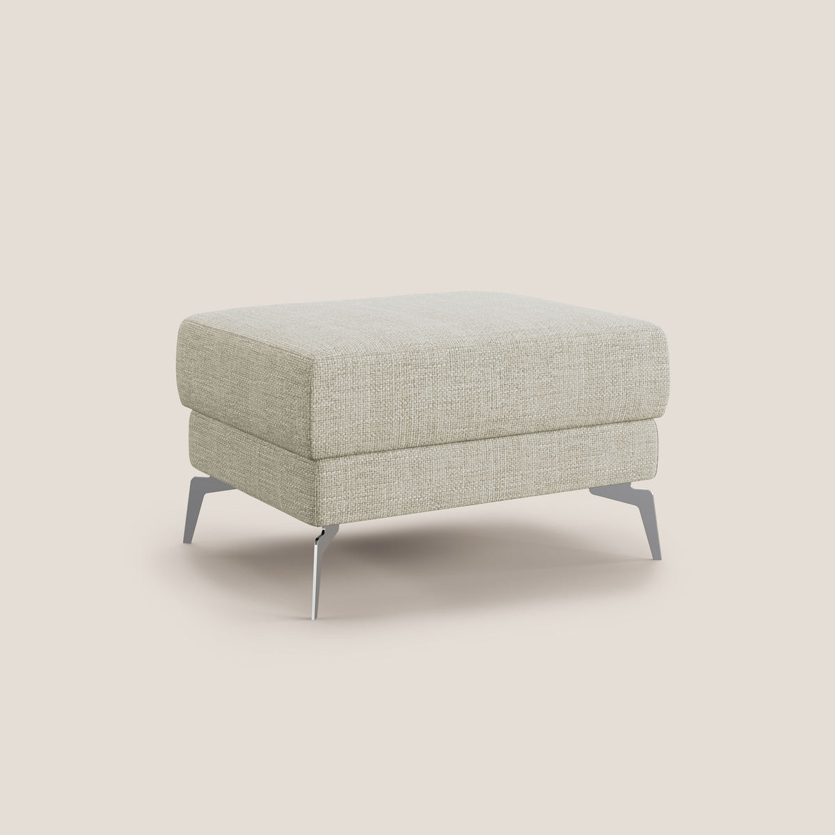 Star Pouf con piedini alti in tessuto impermeabile morbido intreccio T06 panna - divitt.sbs