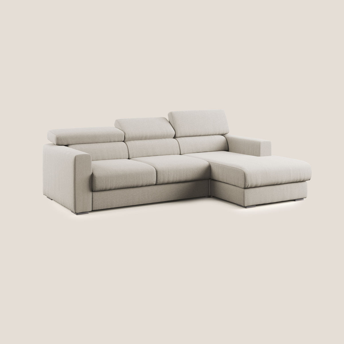 Dylan divano angolare con pouf estraibile poggiapiedi in tessuto simil cotone impermeabile T13 panna - divitt.sbs