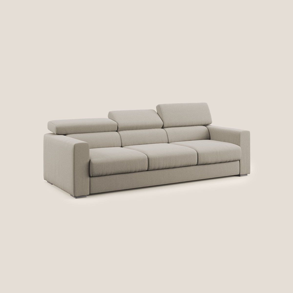Dylan divano a 3 sedute con pouf estraibile poggiapiedi in tessuto simil cotone impermeabile T13 panna - divitt.sbs