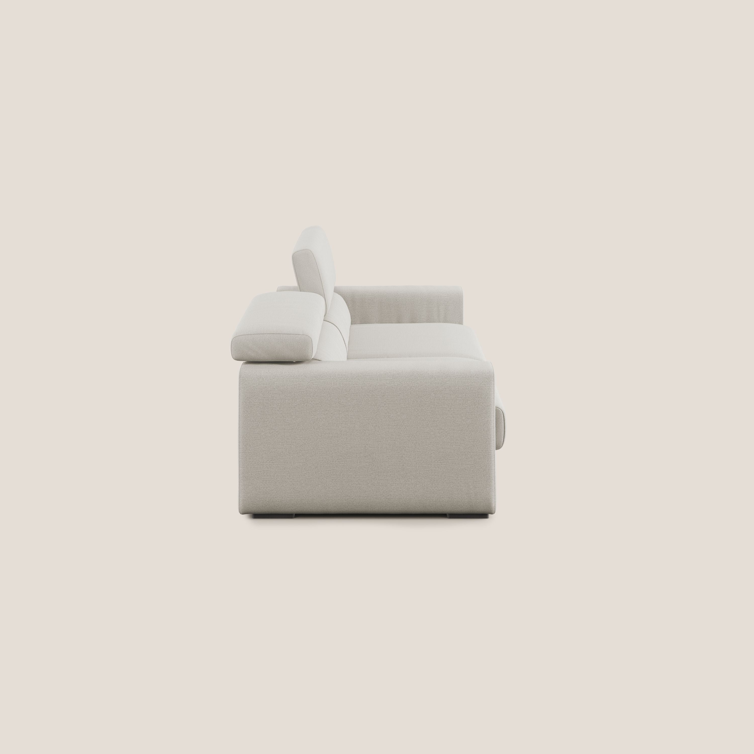 Dylan divano allungabile con pouf estraibile poggiapiedi in tessuto fiammato simil cotone impermeabile T19 panna - divitt.sbs
