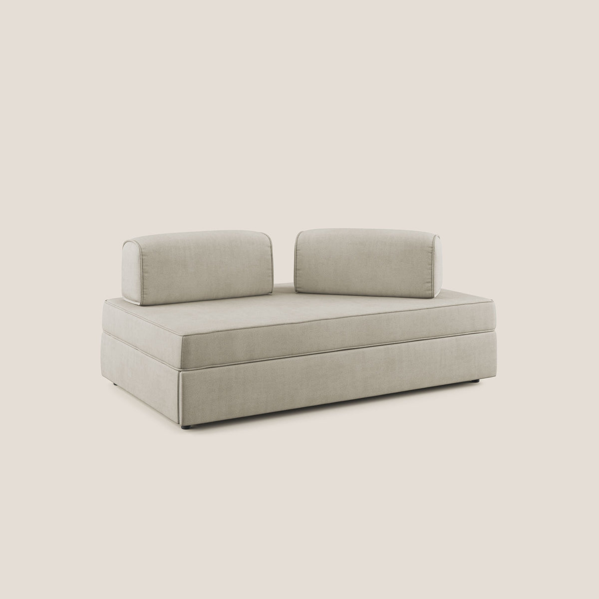 Liberty divano con pouf estraibile e schienali movibili in tessuto morbido impermeabile T02 panna - divitt.sbs