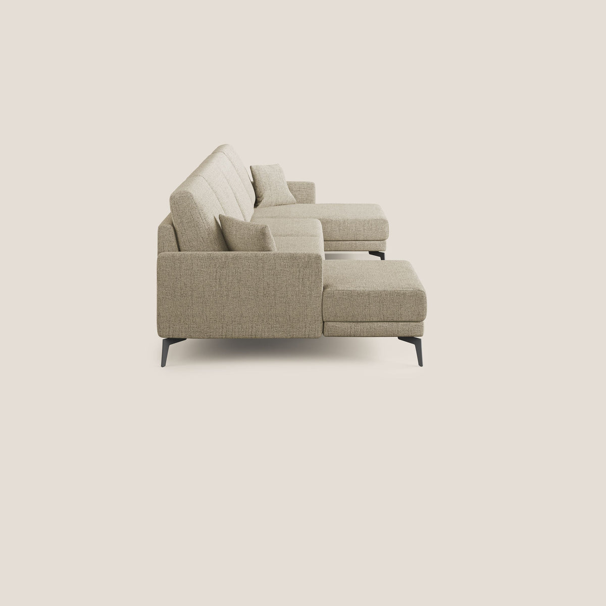 Saturno divano panoramico moderno in tessuto morbido impermeabile T03 beige - divitt.sbs