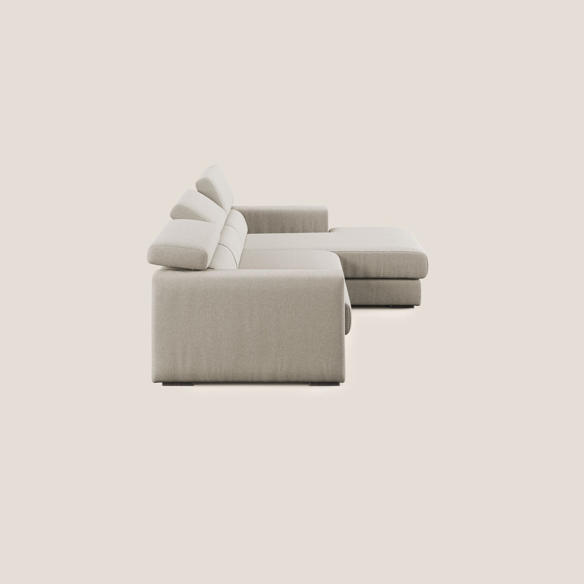Dylan divano angolare con pouf estraibile poggiapiedi in tessuto simil cotone impermeabile T13 panna - divitt.sbs