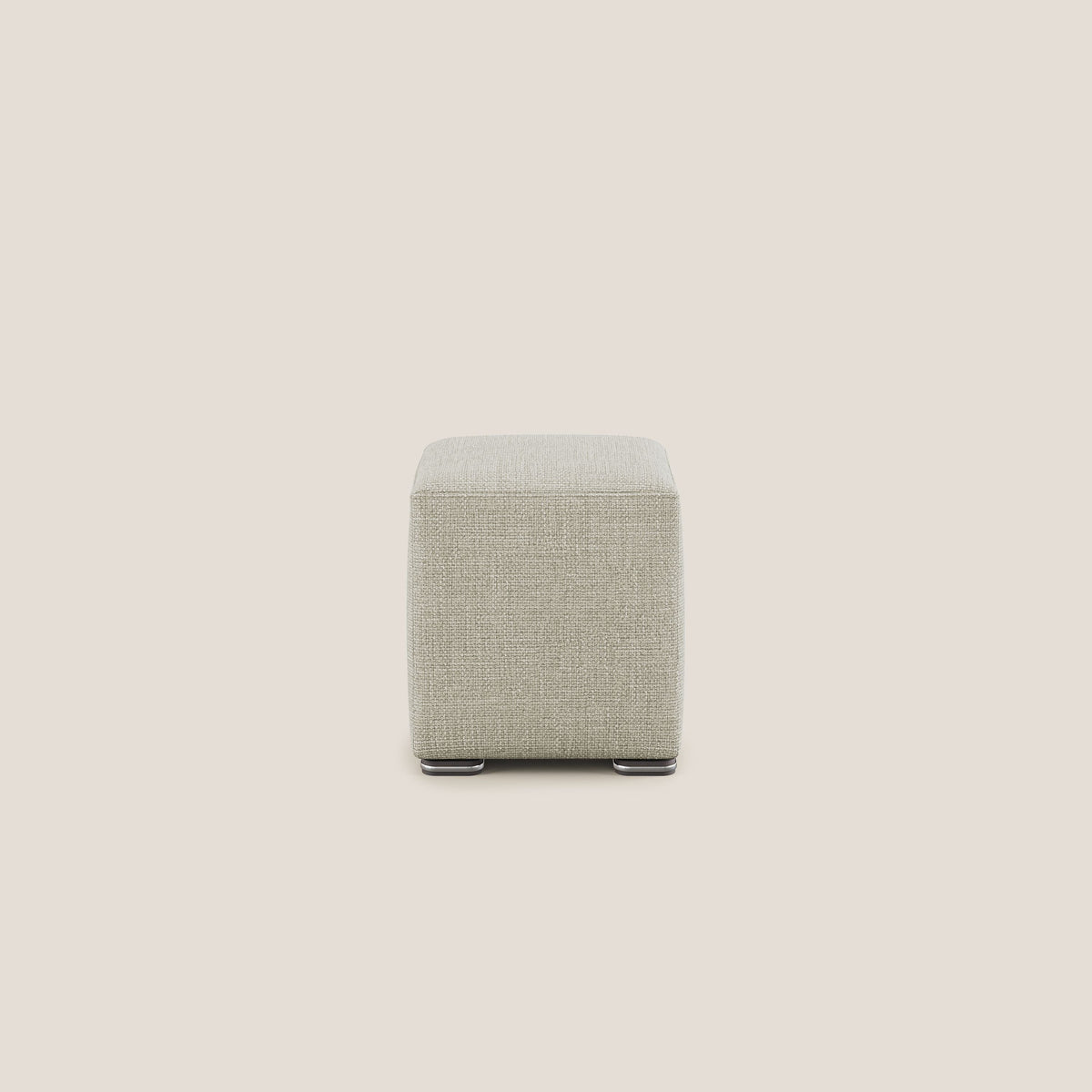 Cube pouf in morbido tessuto impermeabile ad intreccio melangiato T06 panna - divitt.sbs