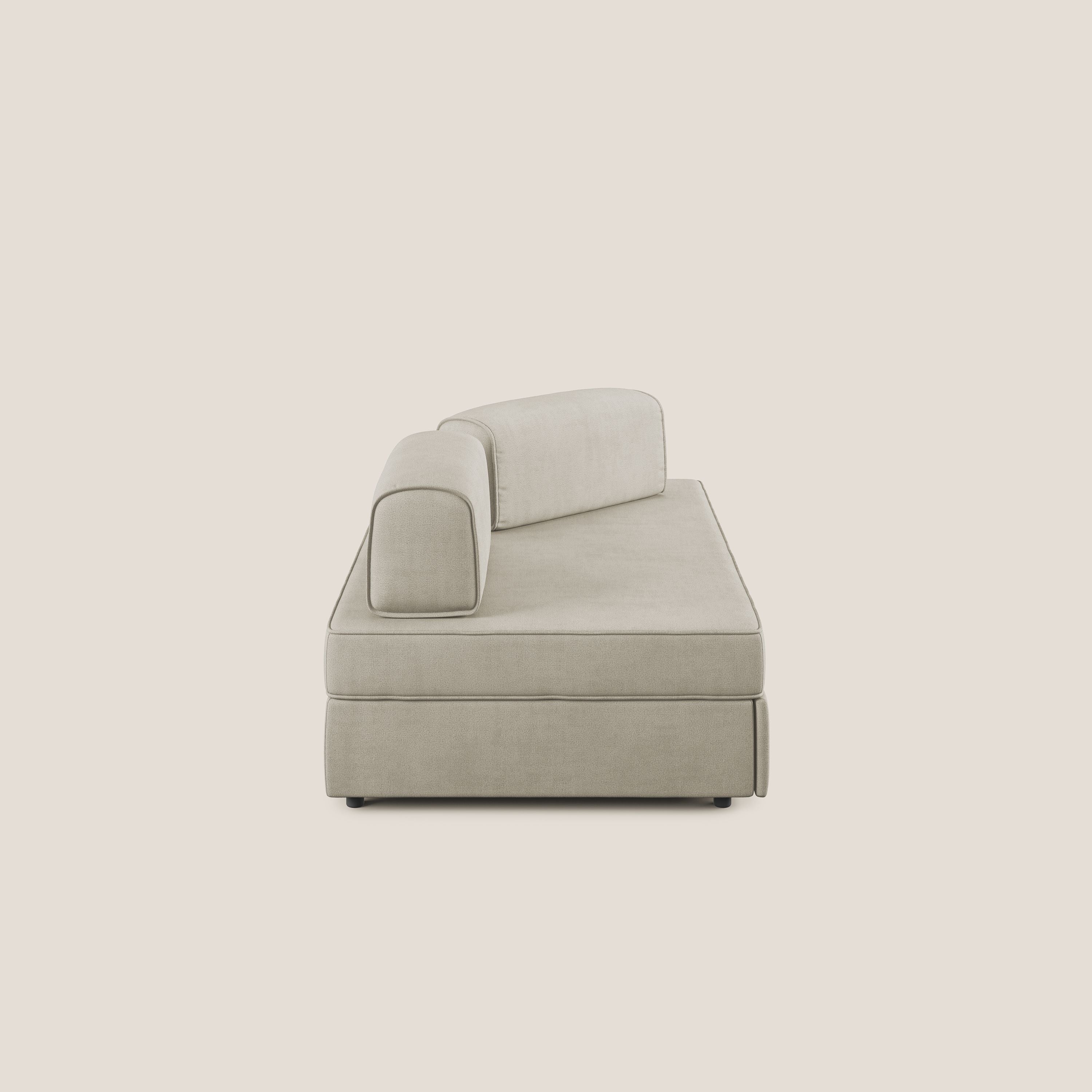 Liberty divano con pouf estraibile e schienali movibili in tessuto morbido impermeabile T02 panna - divitt.sbs