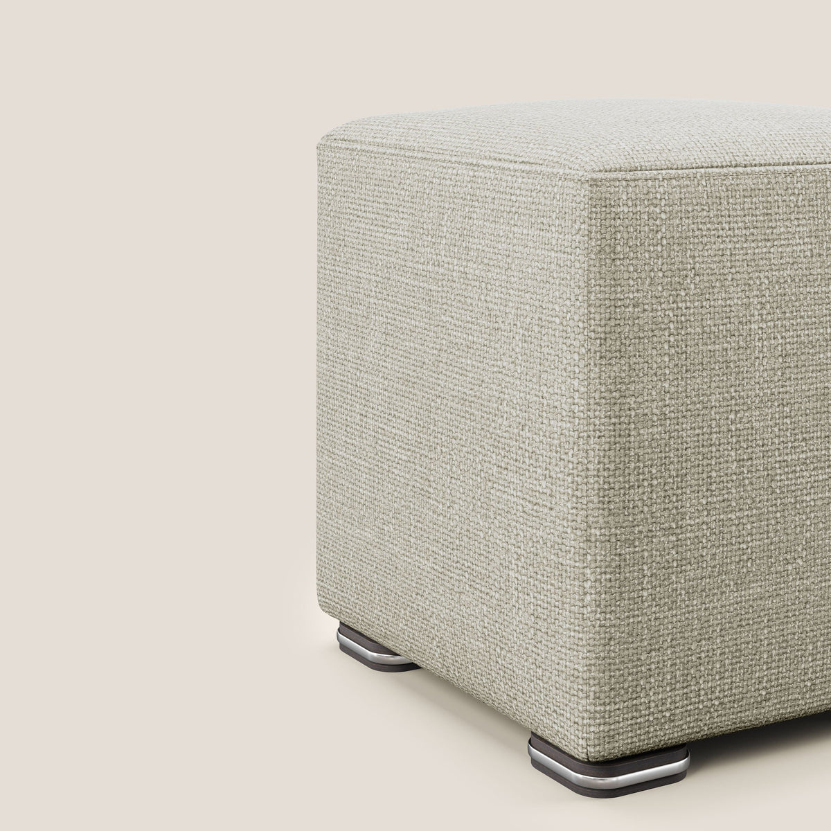 Cube pouf in morbido tessuto impermeabile ad intreccio melangiato T06 panna - divitt.sbs