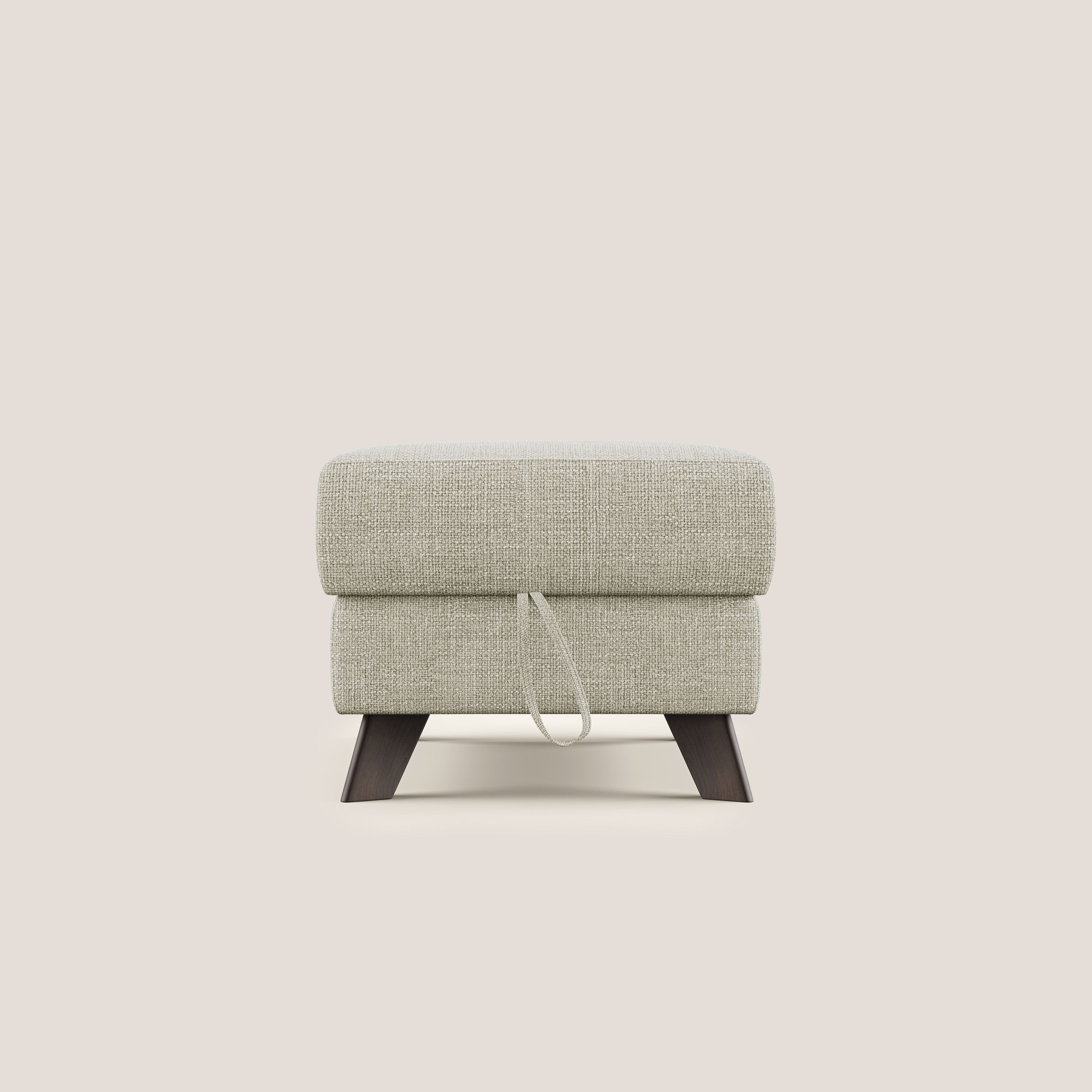 Moon Pouf contenitore e piedini alti in tessuto morbido ad intreccio soft-touch impermeabile T06 panna - divitt.sbs
