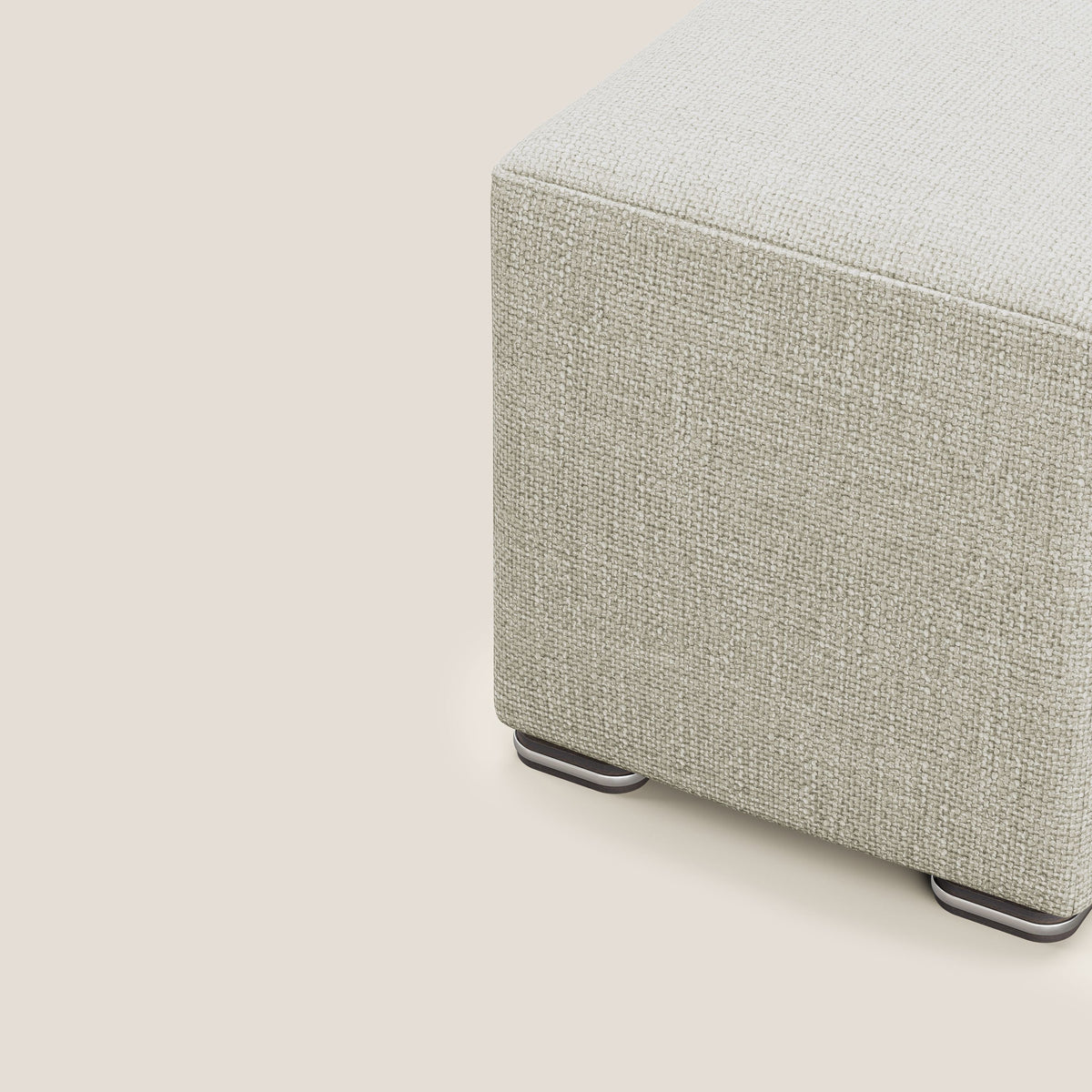 Cube pouf in morbido tessuto impermeabile ad intreccio melangiato T06 panna - divitt.sbs