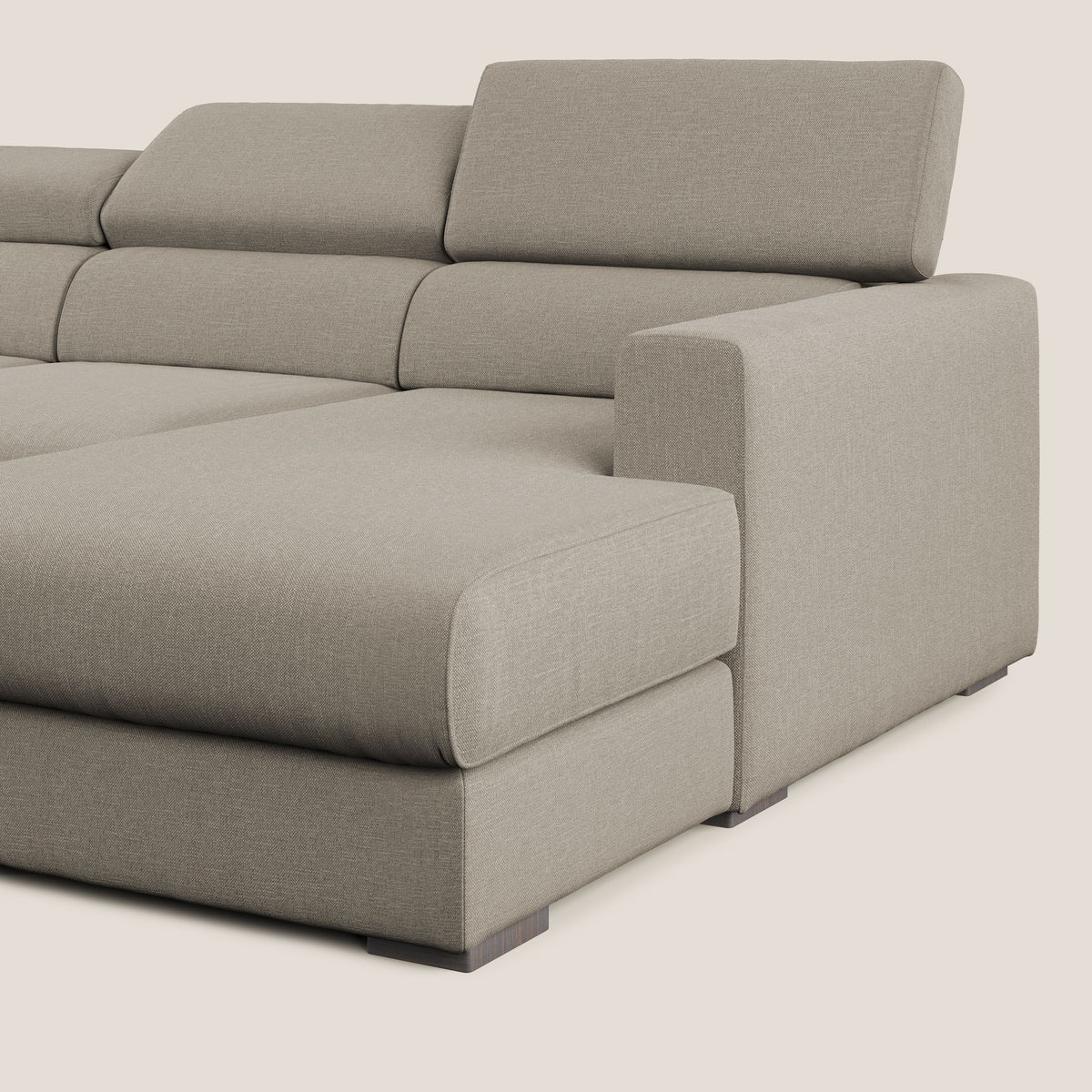 Dylan divano angolare con pouf estraibile poggiapiedi in tessuto simil cotone impermeabile T13 panna - divitt.sbs