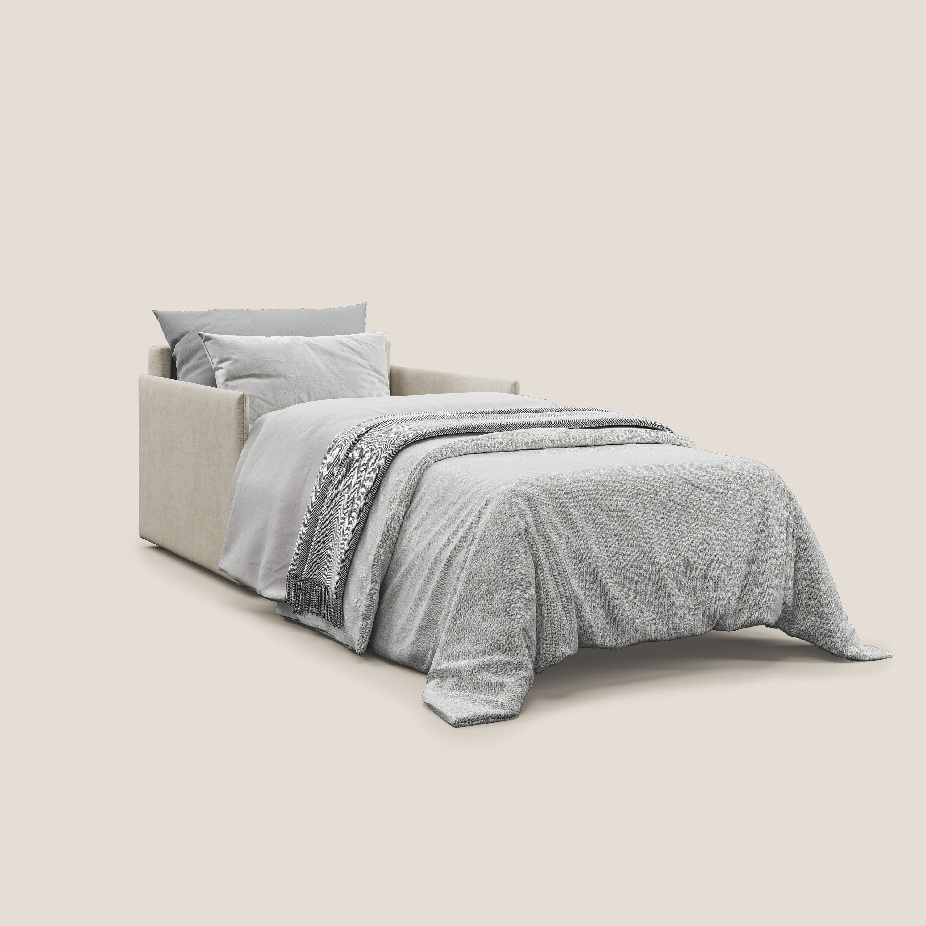 Evans poltrona letto in morbido tessuto impermeabile T02 panna - divitt.sbs