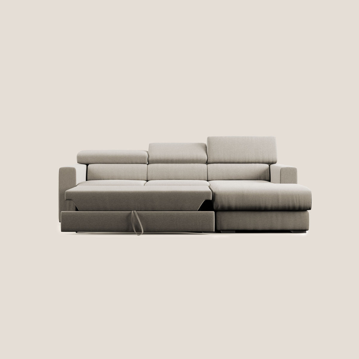 Dylan divano angolare con pouf estraibile poggiapiedi in tessuto simil cotone impermeabile T13 panna - divitt.sbs