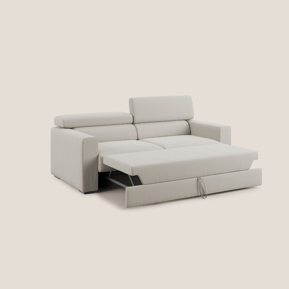 Dylan divano allungabile con pouf estraibile poggiapiedi in tessuto fiammato simil cotone impermeabile T19 panna - divitt.sbs