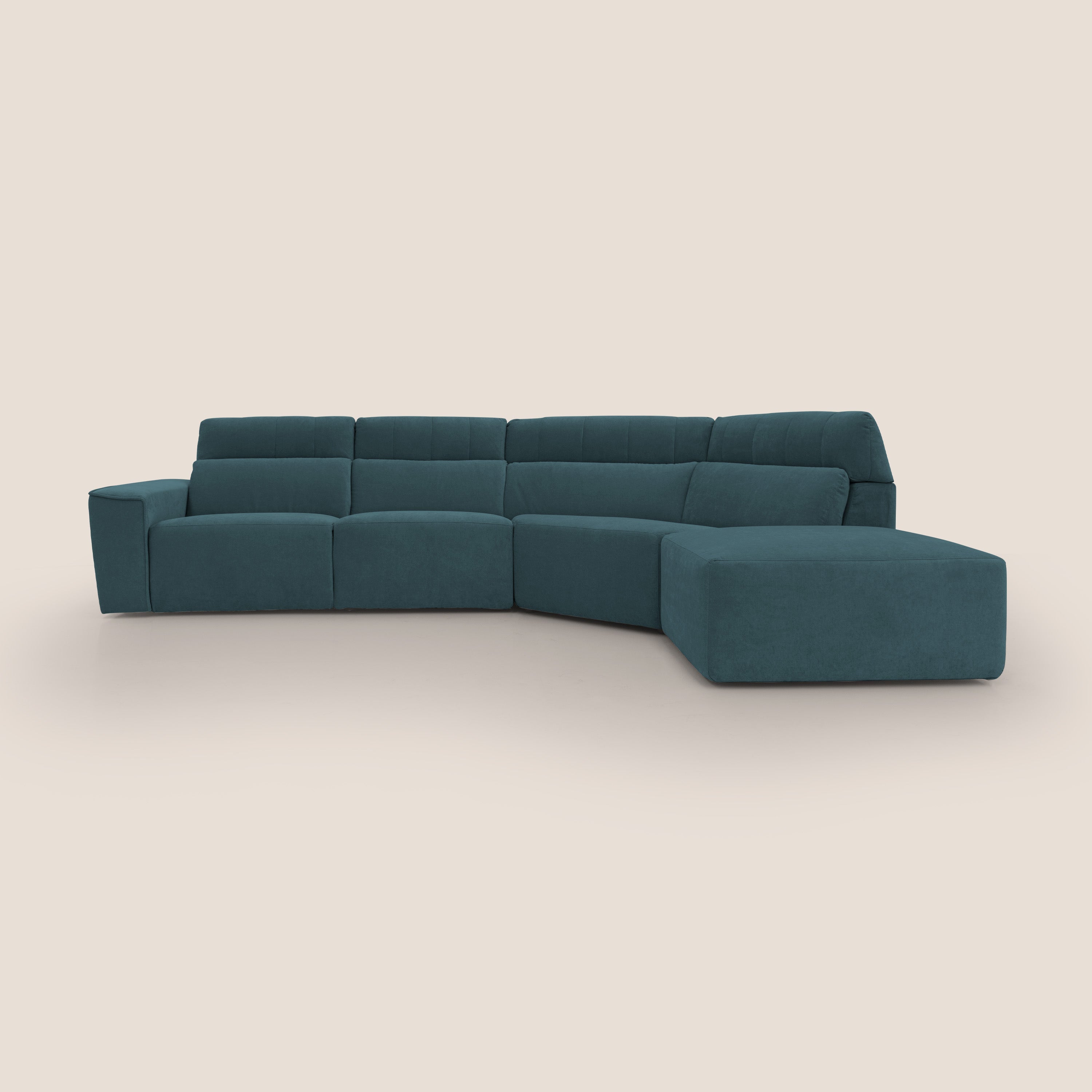Clark Divano angolare con opzione relax elettrico in tessuto smacchiabile impermeabile T17 petrolio - divitt.sbs