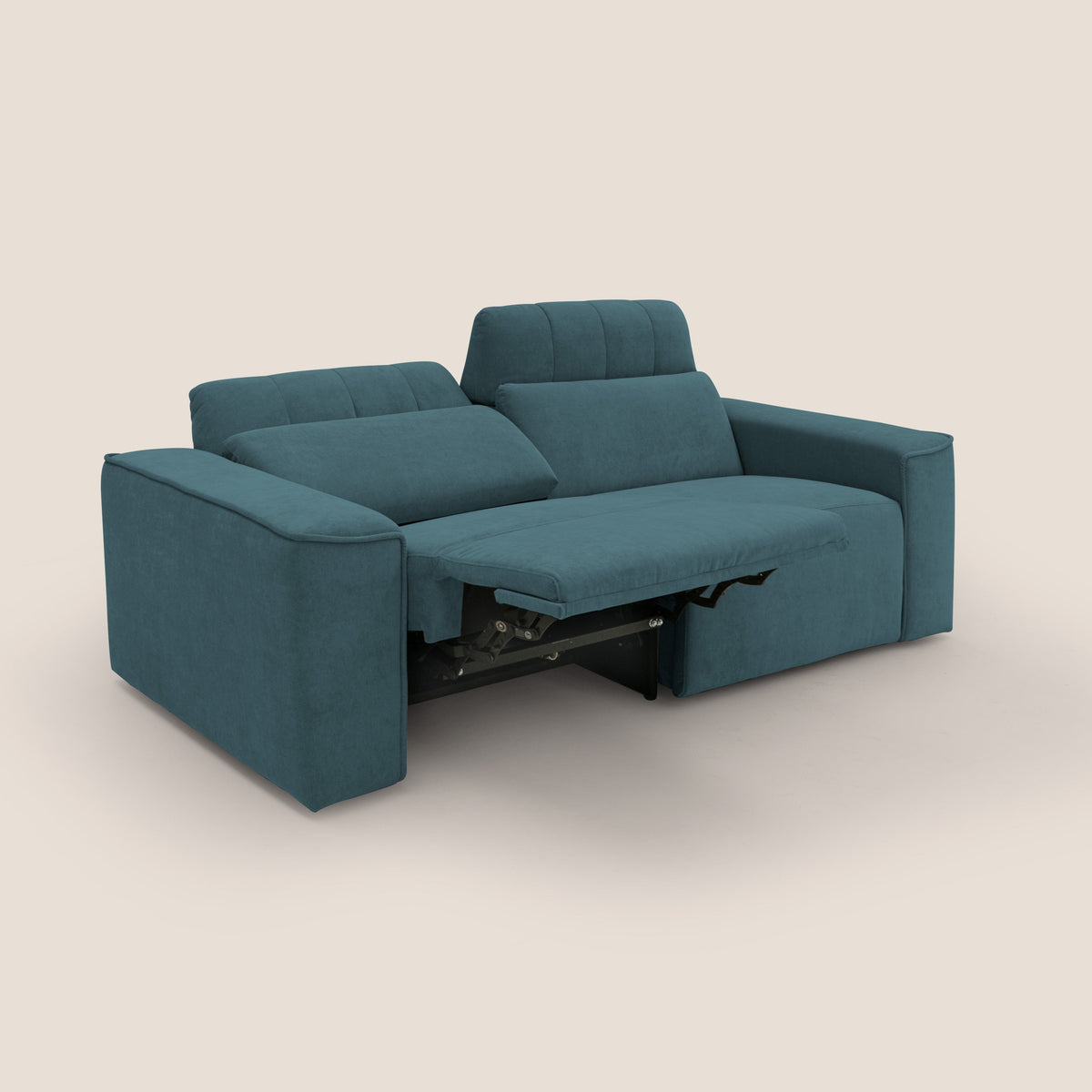 Clark Divano modulare con opzione relax elettrico in tessuto smacchiabile impermeabile T17 petrolio - divitt.sbs