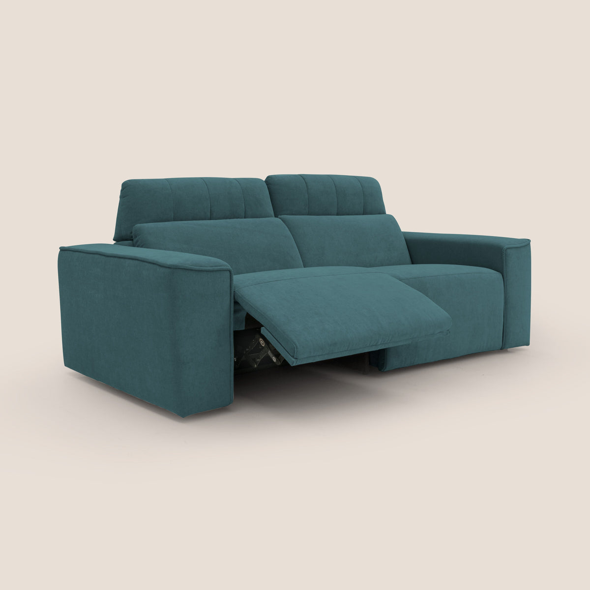 Clark Divano modulare con opzione relax elettrico in tessuto smacchiabile impermeabile T17 petrolio - divitt.sbs
