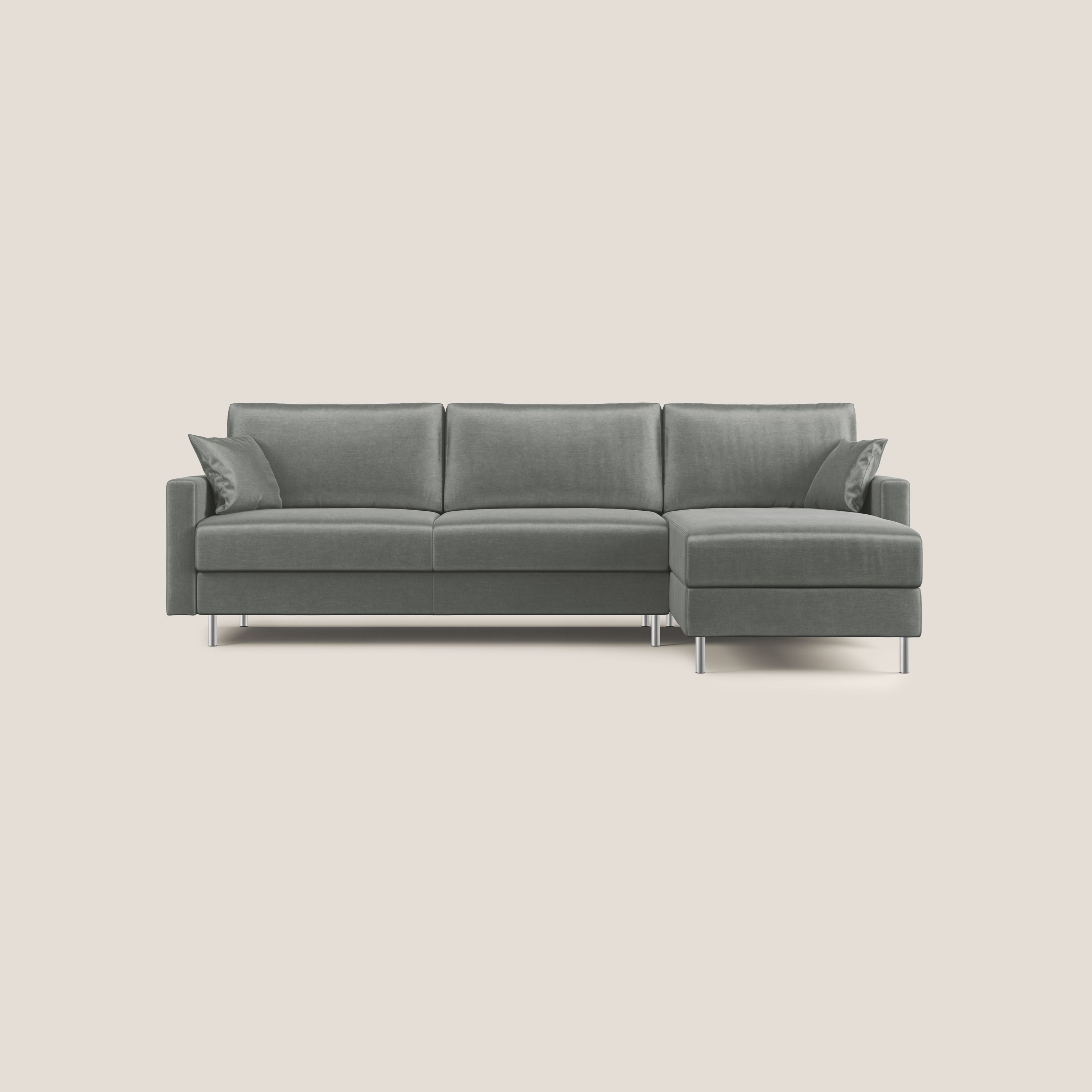 Andromeda divano letto angolare in velluto morbido impermeabile T01 grigio chiaro - divitt.sbs