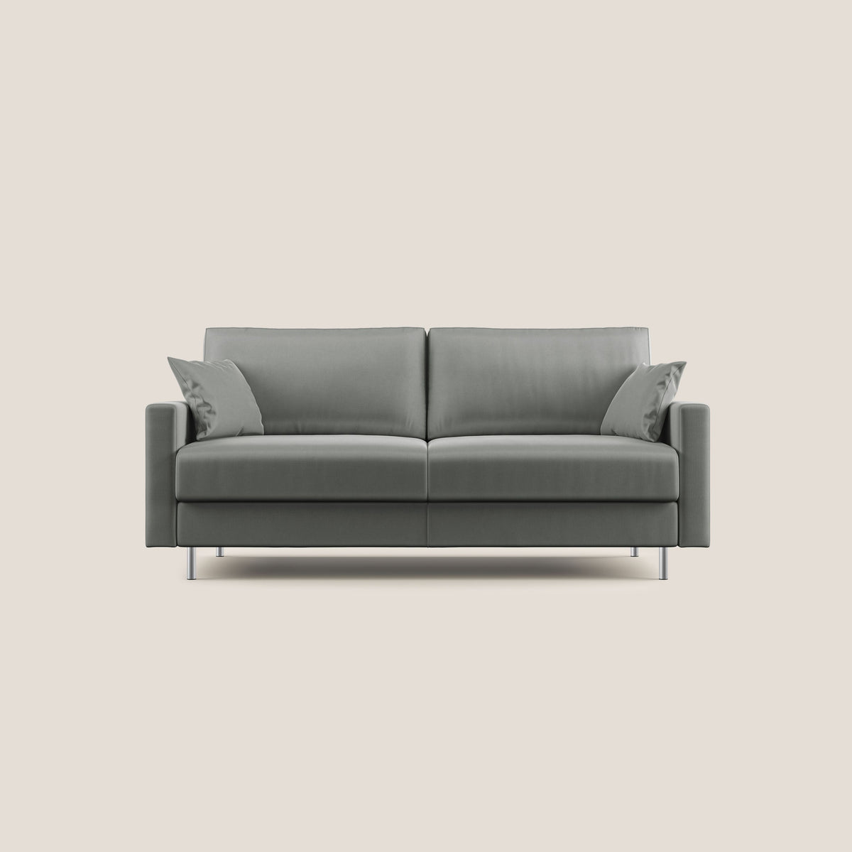 Andromeda divano letto matrimoniale in velluto morbido impermeabile T01 grigio chiaro - divitt.sbs