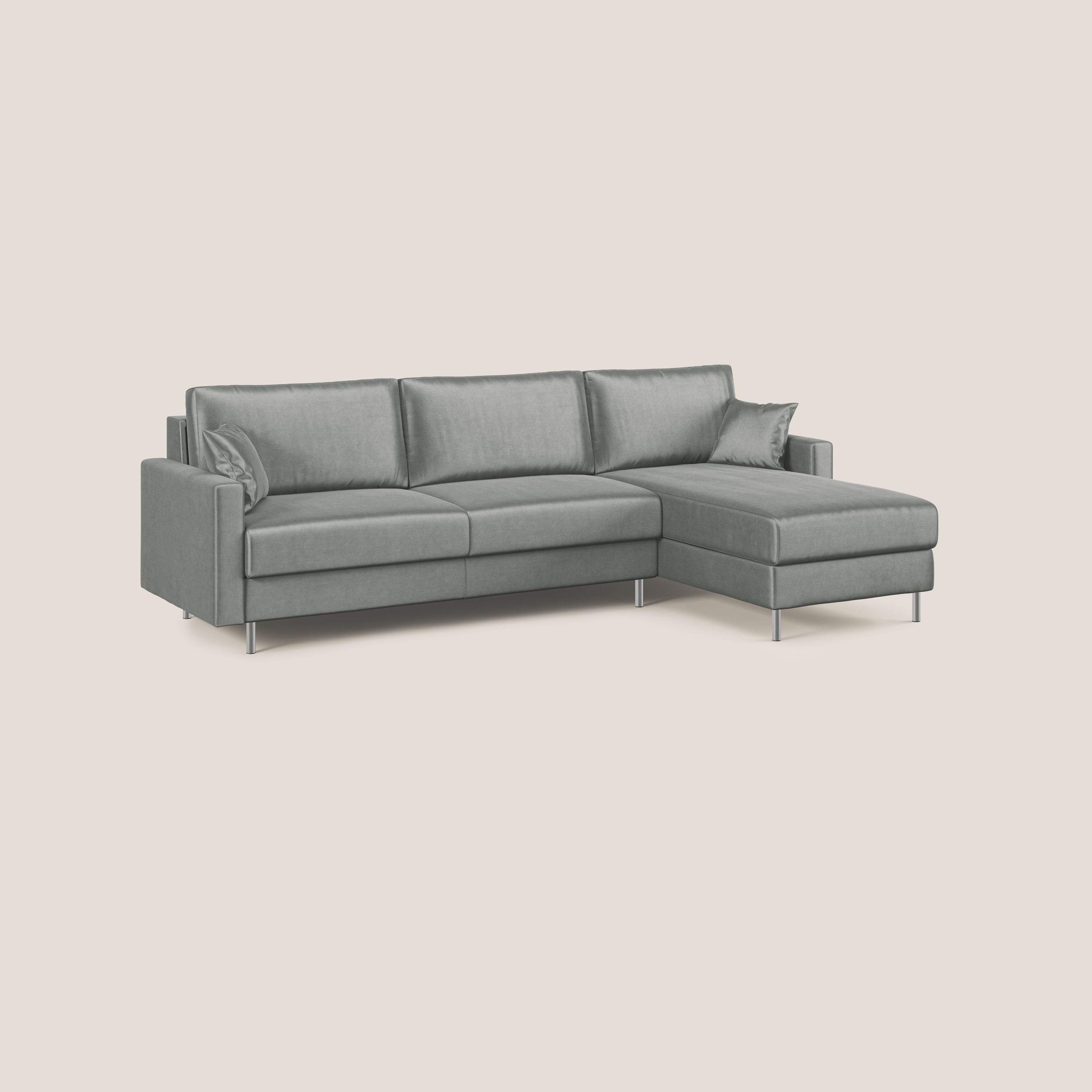 Andromeda divano letto angolare in velluto morbido impermeabile T01 grigio chiaro - divitt.sbs