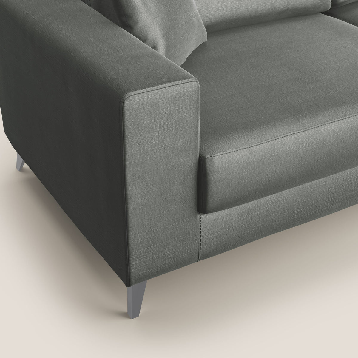 Michael divano moderno angolare con penisola in morbido velluto impermeabile T01 grigio chiaro - divitt.sbs