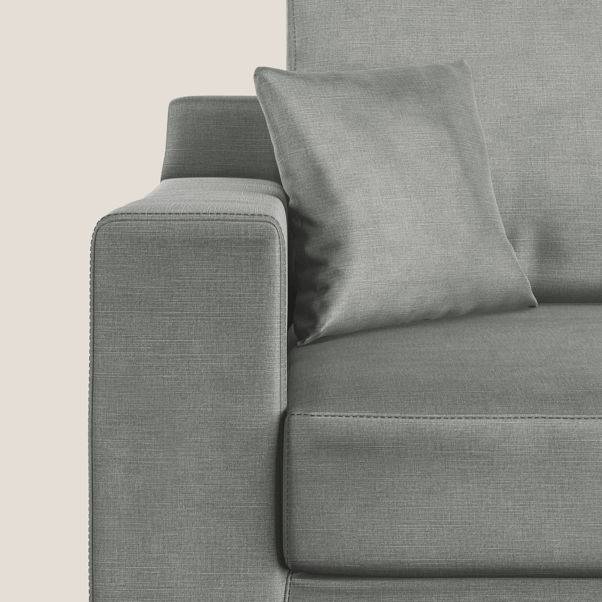 Michael divano moderno angolare con penisola in morbido velluto impermeabile T01 grigio chiaro - divitt.sbs
