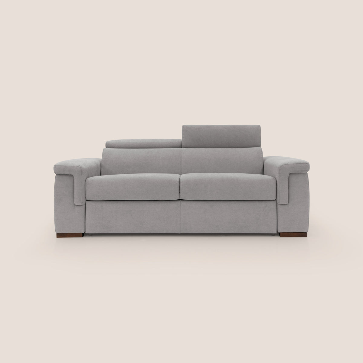 Giunone divano letto con materasso alto 18 cm e poggiatesta reclinabili in tessuto impermeabile T02 grigio chiaro - divitt.sbs