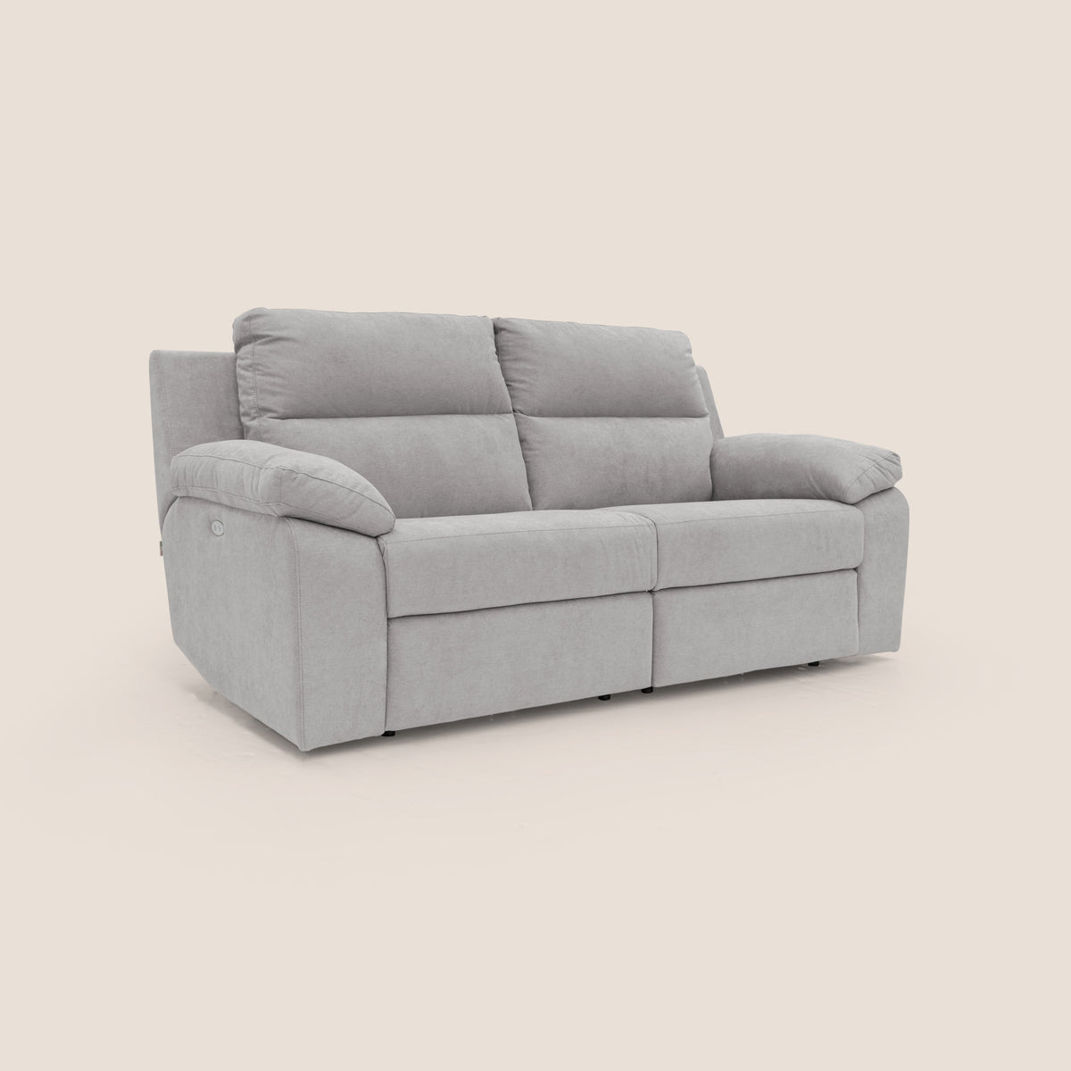 Romeo Divano relax con recliner elettrico in morbido tessuto impermeabile T02 grigio chiaro - divitt.sbs