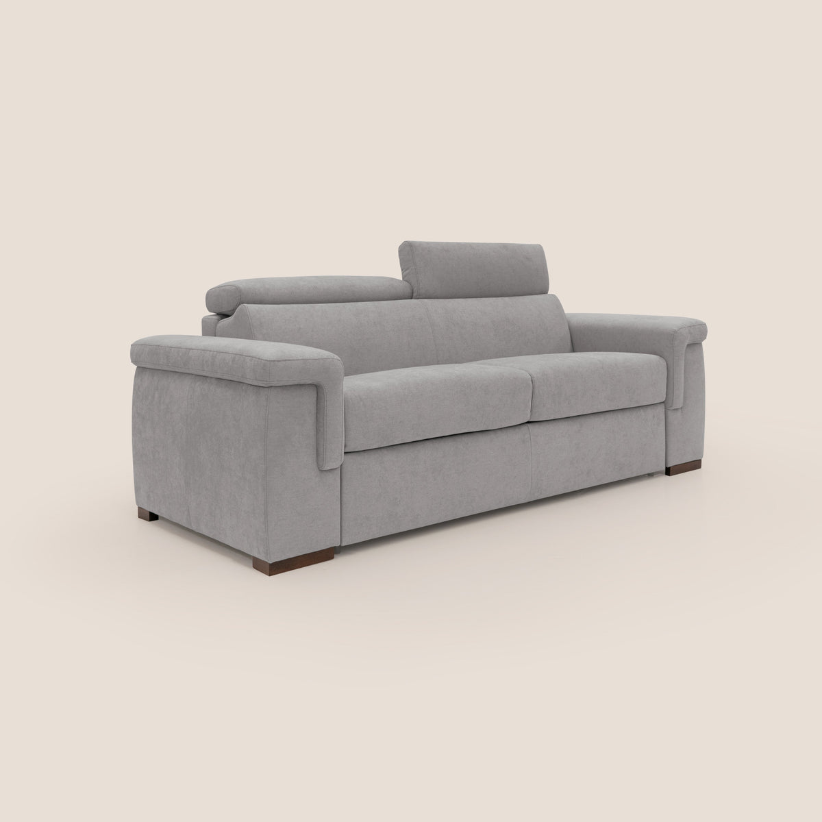 Giunone divano letto con materasso alto 18 cm e poggiatesta reclinabili in tessuto impermeabile T02 grigio chiaro - divitt.sbs